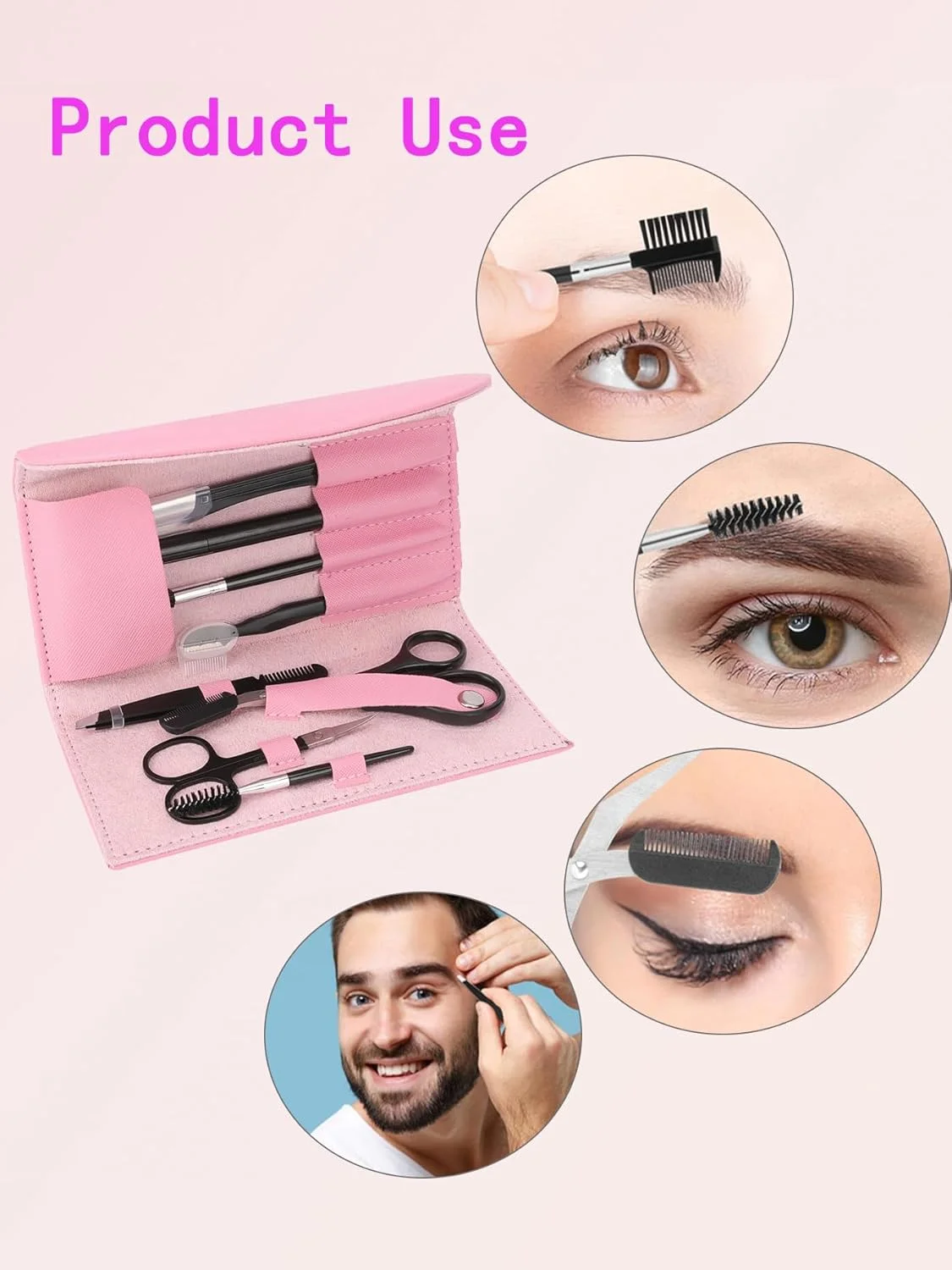 ست پیرایش ابرو 8 تکه به همراه کیف نگهداری - مناسب برای حالت دادن، مرتب کردن و اصلاح دقیق، ابزار حالت دهی ابرو مردانه و زنانه ست پیرایش ابرو 8 تکه به همراه کیف نگهداری - مناسب برای حالت دادن، مرتب کردن و اصلاح دقیق، ابزار حالت دهی ابرو مردانه و زنانه