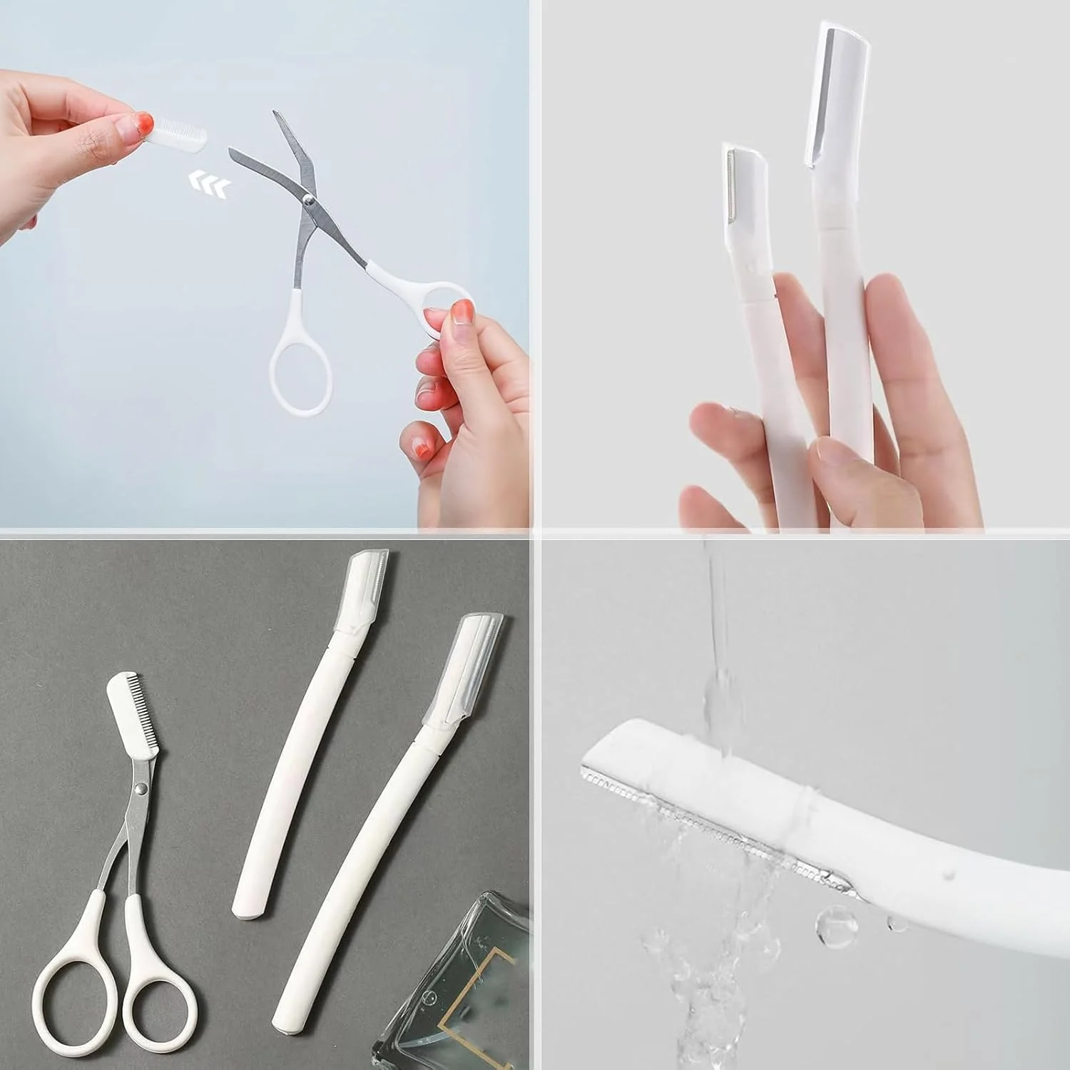 ست قیچی و شانه ابرو 3 عددی - کیت حرفه ای اصلاح ابرو با تیغ - ابزار کوچک ضد لغزش برای فرم دادن به ابرو برای زنان و مردان - ابزار زیبایی برای رفع مو (سفید) ست قیچی و شانه ابرو 3 عددی - کیت حرفه ای اصلاح ابرو با تیغ - ابزار کوچک ضد لغزش برای فرم دادن به ابرو برای زنان و مردان - ابزار زیبایی برای رفع مو (سفید)