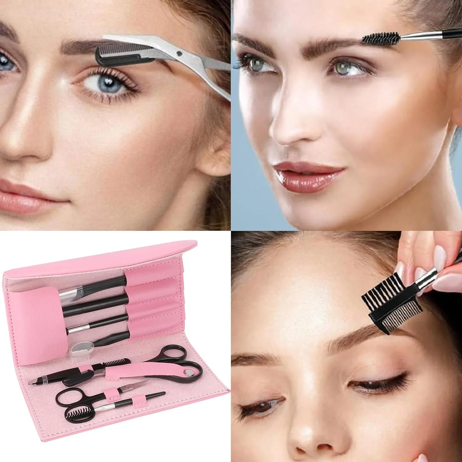 ست پیرایش ابرو 8 تکه به همراه کیف نگهداری - مناسب برای حالت دادن، مرتب کردن و اصلاح دقیق، ابزار حالت دهی ابرو مردانه و زنانه ست پیرایش ابرو 8 تکه به همراه کیف نگهداری - مناسب برای حالت دادن، مرتب کردن و اصلاح دقیق، ابزار حالت دهی ابرو مردانه و زنانه