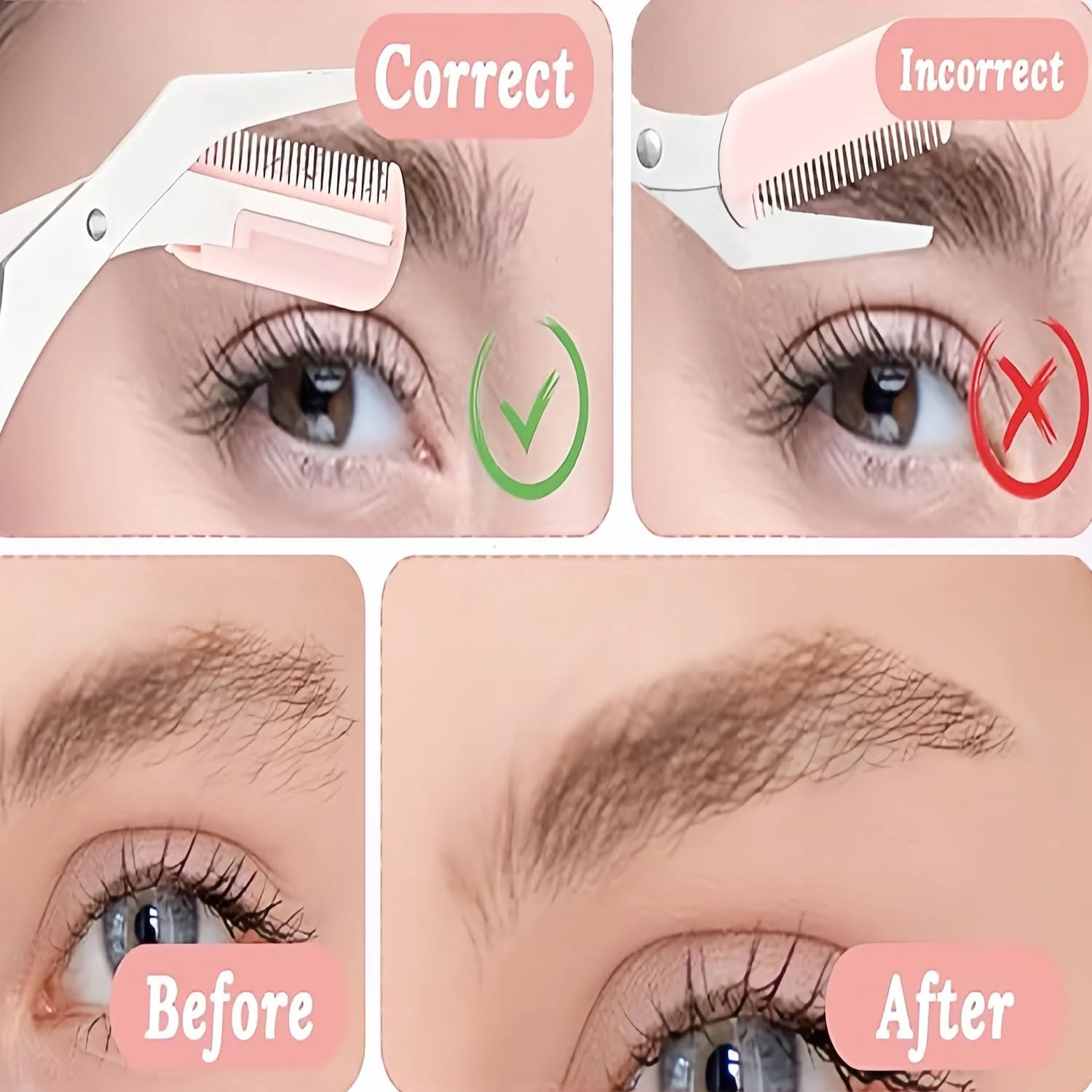 ست 6 تکه اصلاح ابرو: 2 قیچی ابرو با شانه و 4 تیغ منحنی استیل ضد زنگ - ابزارهای ضروری زیبایی برای آقایان و بانوان ست 6 تکه اصلاح ابرو: 2 قیچی ابرو با شانه و 4 تیغ منحنی استیل ضد زنگ - ابزارهای ضروری زیبایی برای آقایان و بانوان