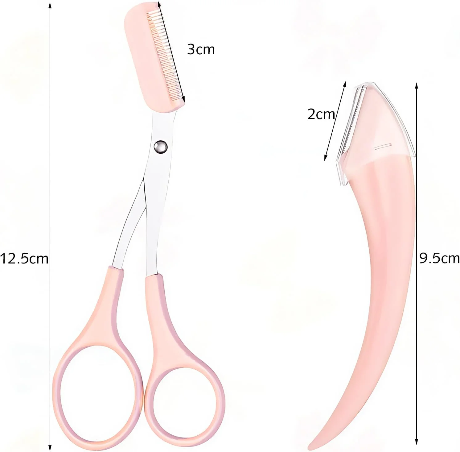 ست 6 تکه اصلاح ابرو: 2 قیچی ابرو با شانه و 4 تیغ منحنی استیل ضد زنگ - ابزارهای ضروری زیبایی برای آقایان و بانوان ست 6 تکه اصلاح ابرو: 2 قیچی ابرو با شانه و 4 تیغ منحنی استیل ضد زنگ - ابزارهای ضروری زیبایی برای آقایان و بانوان