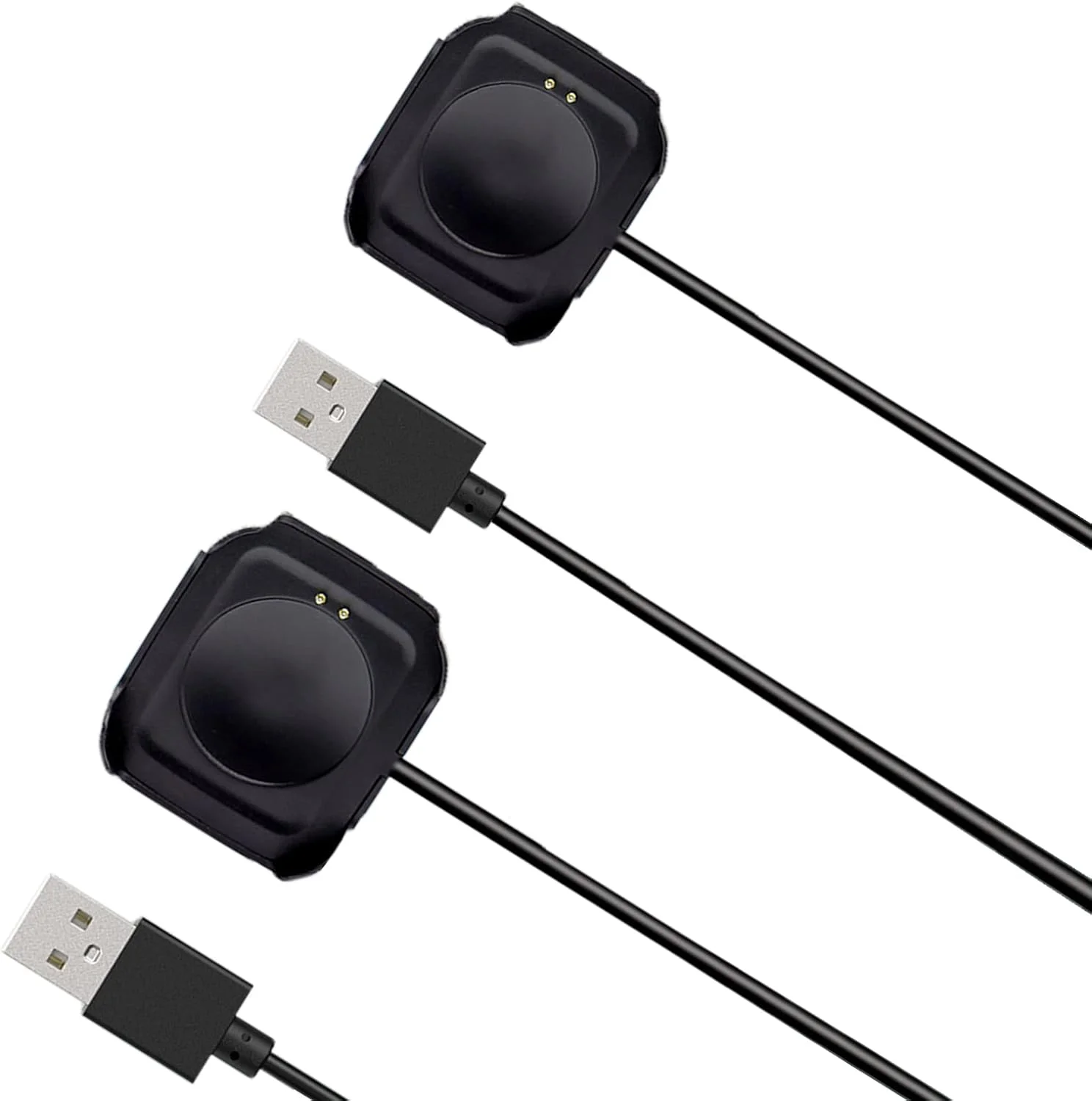 شارژر ساعت هوشمند Lamshaw HW22، کابل شارژ USB 2 پین-4 میلی‌متری جایگزین برای HW22 (بسته 2 عددی - مشکی+مشکی)