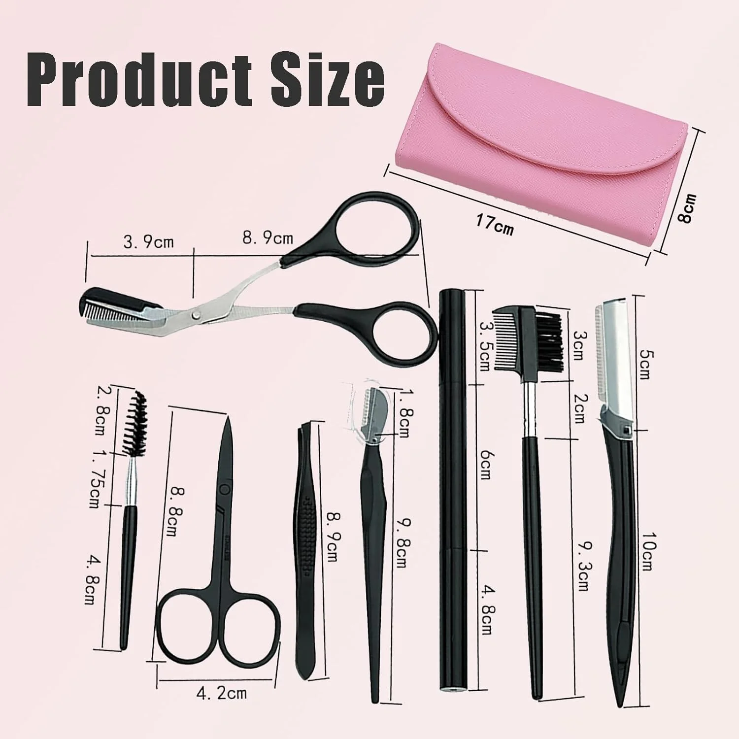 ست پیرایش ابرو 8 تکه به همراه کیف نگهداری - مناسب برای حالت دادن، مرتب کردن و اصلاح دقیق، ابزار حالت دهی ابرو مردانه و زنانه ست پیرایش ابرو 8 تکه به همراه کیف نگهداری - مناسب برای حالت دادن، مرتب کردن و اصلاح دقیق، ابزار حالت دهی ابرو مردانه و زنانه