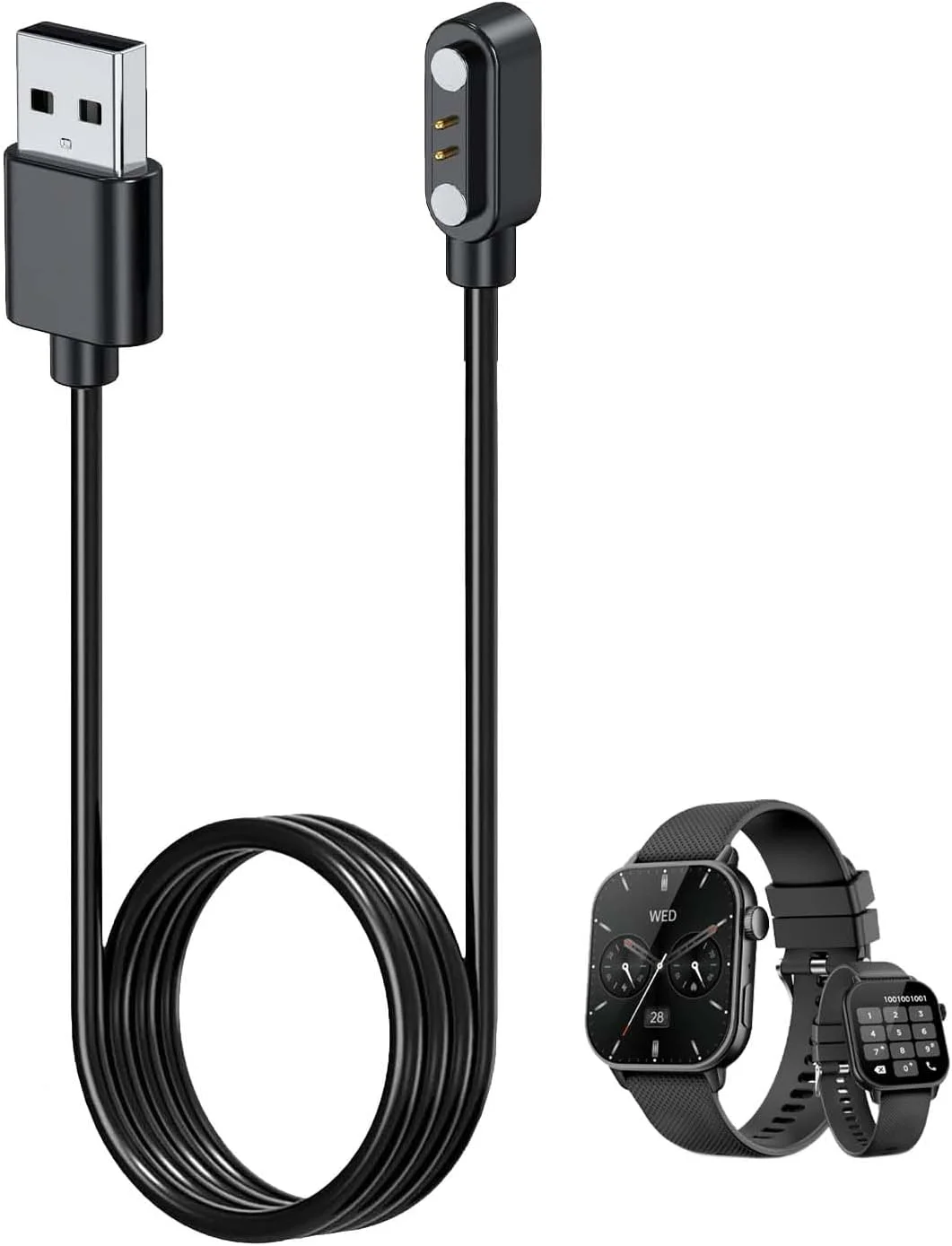 شارژر نوکاجو برای ساعت هوشمند MFVLP LC210، کابل شارژ مغناطیسی USB به طول 60 سانتی متر، کابل شارژ برای ساعت هوشمند MFVLP LC210 (مشکی)