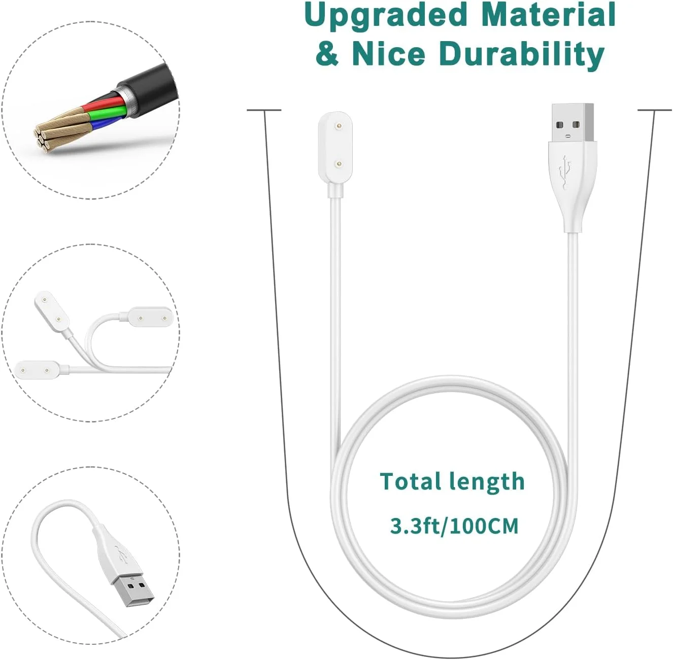 شارژر ساعت هوشمند برای Huawei Watch Fit3، کابل شارژ USB 100 سانتی متری سازگار با ساعت هوشمند Huawei Watch Fit 3 /Fit 2/Fit/Fit Mini/Huawei Band 9/8/7/6/6pro (سفید) شارژر ساعت هوشمند برای Huawei Watch Fit3، کابل شارژ USB 100 سانتی متری سازگار با ساعت هوشمند Huawei Watch Fit 3 /Fit 2/Fit/Fit Mini/Huawei Band 9/8/7/6/6pro (سفید)