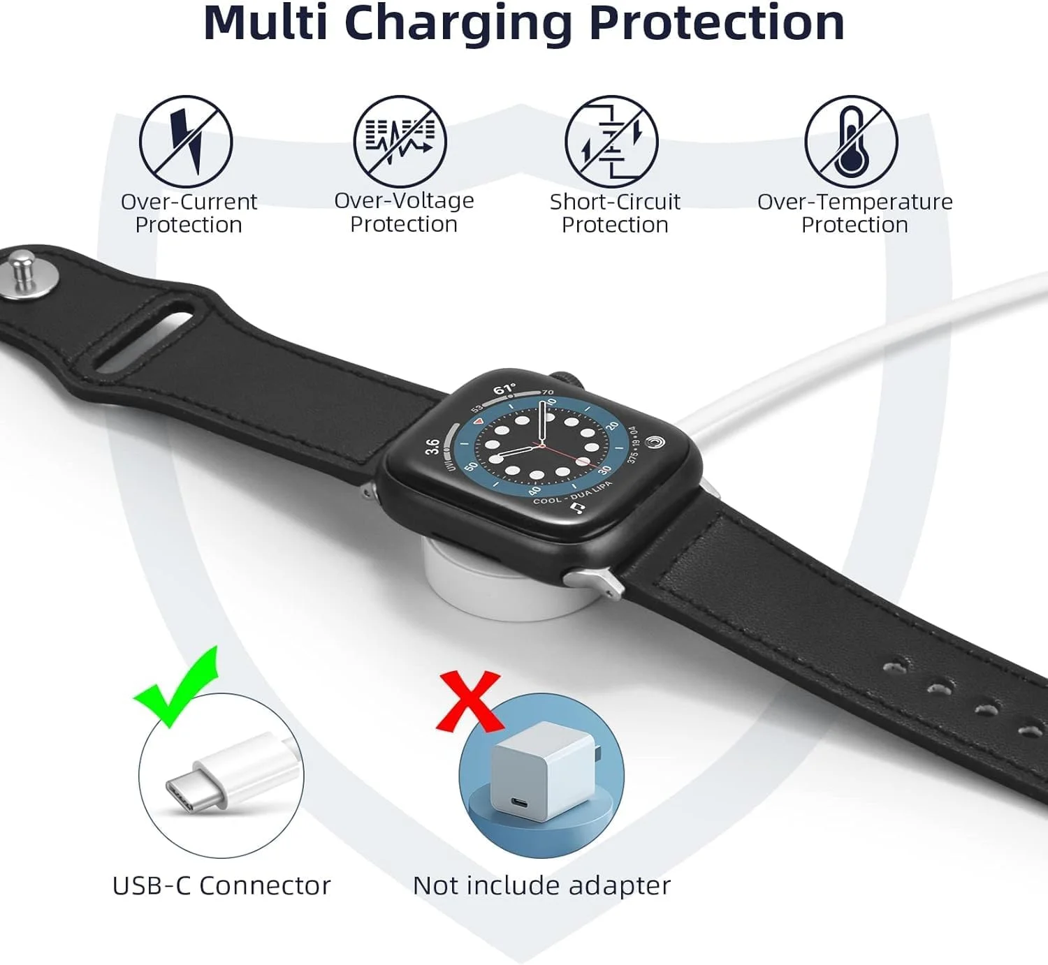 کابل شارژر ساعت هوشمند USB C سازگار با iWatch سری SE2/9/8/7/6/5/4/3/2/1/SE، شارژر مغناطیسی ساعت خودرو، سیم شارژ Type C قابل حمل (1.5 متر) کابل شارژر ساعت هوشمند USB C سازگار با iWatch سری SE2/9/8/7/6/5/4/3/2/1/SE، شارژر مغناطیسی ساعت خودرو، سیم شارژ Type C قابل حمل (1.5 متر)