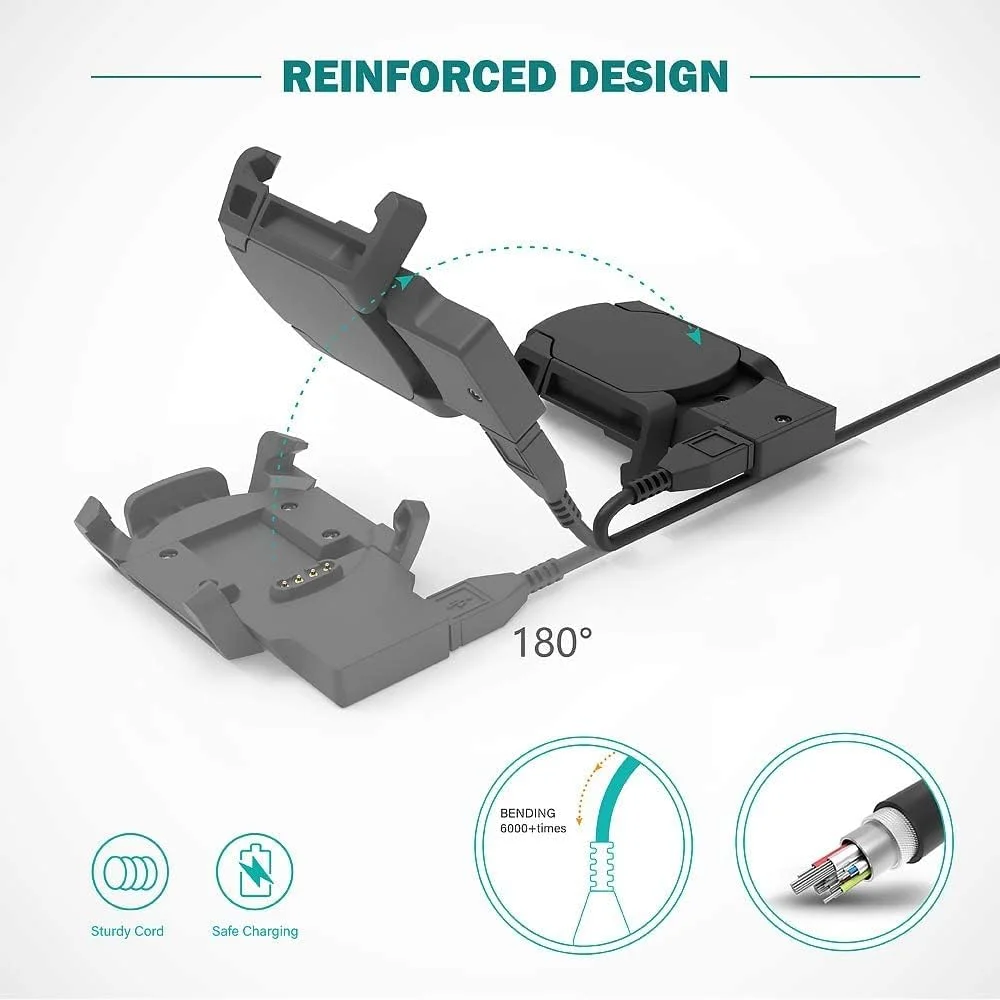 شارژر ساعت هوشمند برای Garmin Fenix 3، برای Fenix 3 Sapphire، برای Fenix 3 HR، برای Quatix 3، برای Tactix Bravo، برای ساعت هوشمند D2 Bravo، کابل شارژ USB گیره 100 سانتی متری، لوازم جانبی ردیاب تناسب اندام