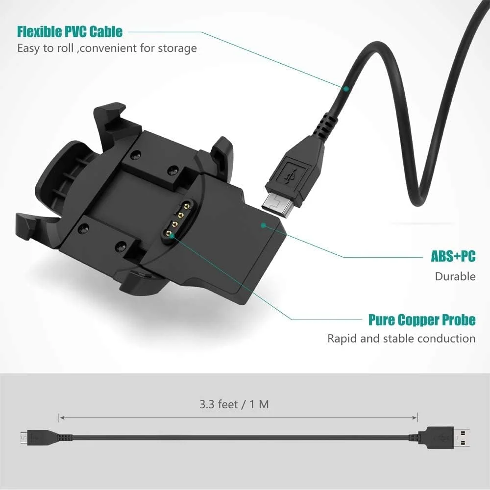 شارژر ساعت هوشمند برای Garmin Fenix 3، برای Fenix 3 Sapphire، برای Fenix 3 HR، برای Quatix 3، برای Tactix Bravo، برای ساعت هوشمند D2 Bravo، کابل شارژ USB گیره 100 سانتی متری، لوازم جانبی ردیاب تناسب اندام