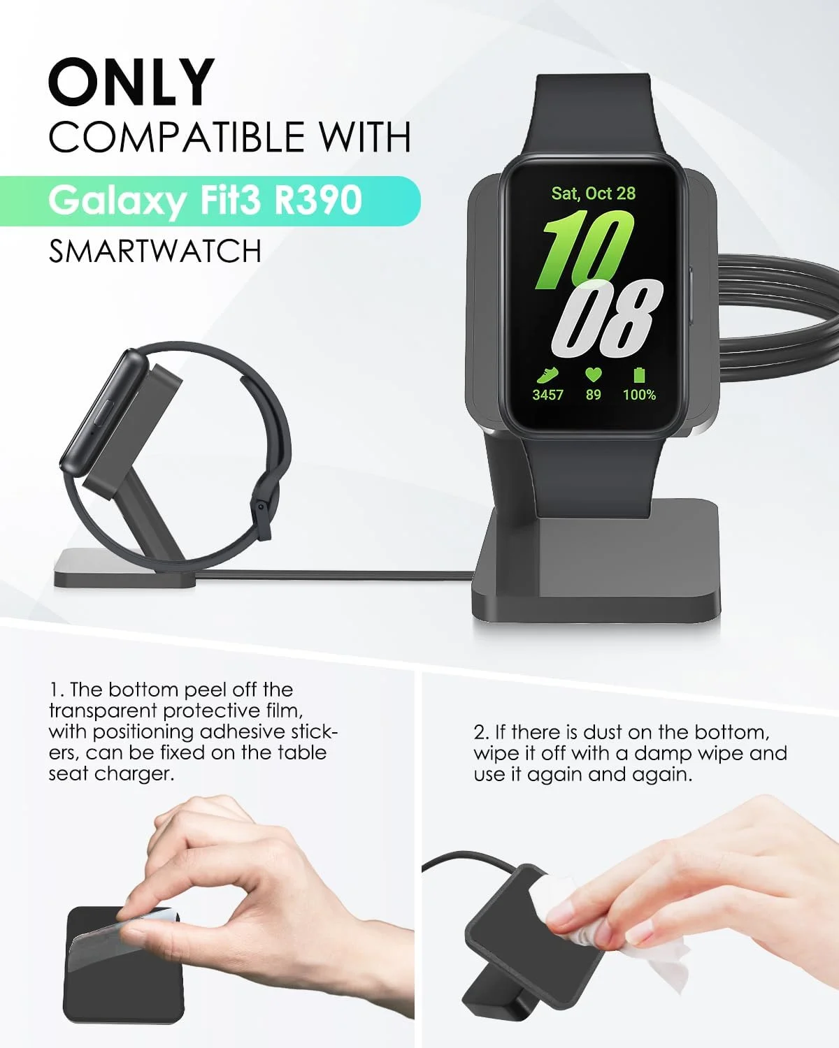 پایه شارژر ZORBES® برای Samsung Galaxy Fit 3، استند شارژ مغناطیسی، با کابل 1 متری، استند نگهدارنده شارژر رومیزی ساعت، برای ساعت هوشمند Galaxy Fit 3 پایه شارژر ZORBES® برای Samsung Galaxy Fit 3، استند شارژ مغناطیسی، با کابل 1 متری، استند نگهدارنده شارژر رومیزی ساعت، برای ساعت هوشمند Galaxy Fit 3