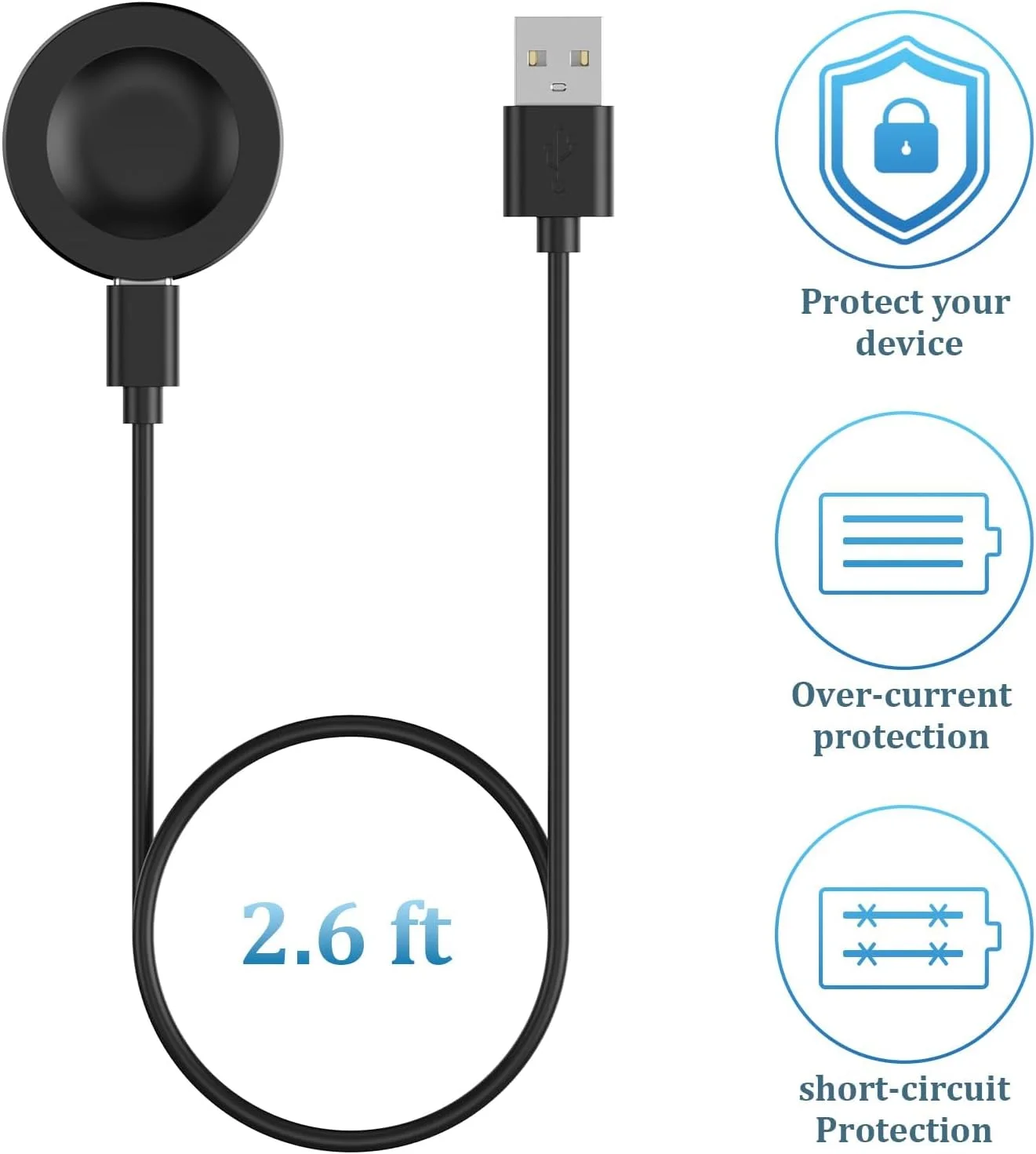 کابل شارژر ساعت هوشمند Zuooiec سازگار با Huawei Watch GT4 (46mm/41mm)، کابل شارژ USB جایگزین، شارژر مغناطیسی USB برای لوازم جانبی Huawei Watch GT3 (46mm/42mm) (80cm/2.6ft) (مشکی) کابل شارژر ساعت هوشمند Zuooiec سازگار با Huawei Watch GT4 (46mm/41mm)، کابل شارژ USB جایگزین، شارژر مغناطیسی USB برای لوازم جانبی Huawei Watch GT3 (46mm/42mm) (80cm/2.6ft) (مشکی)