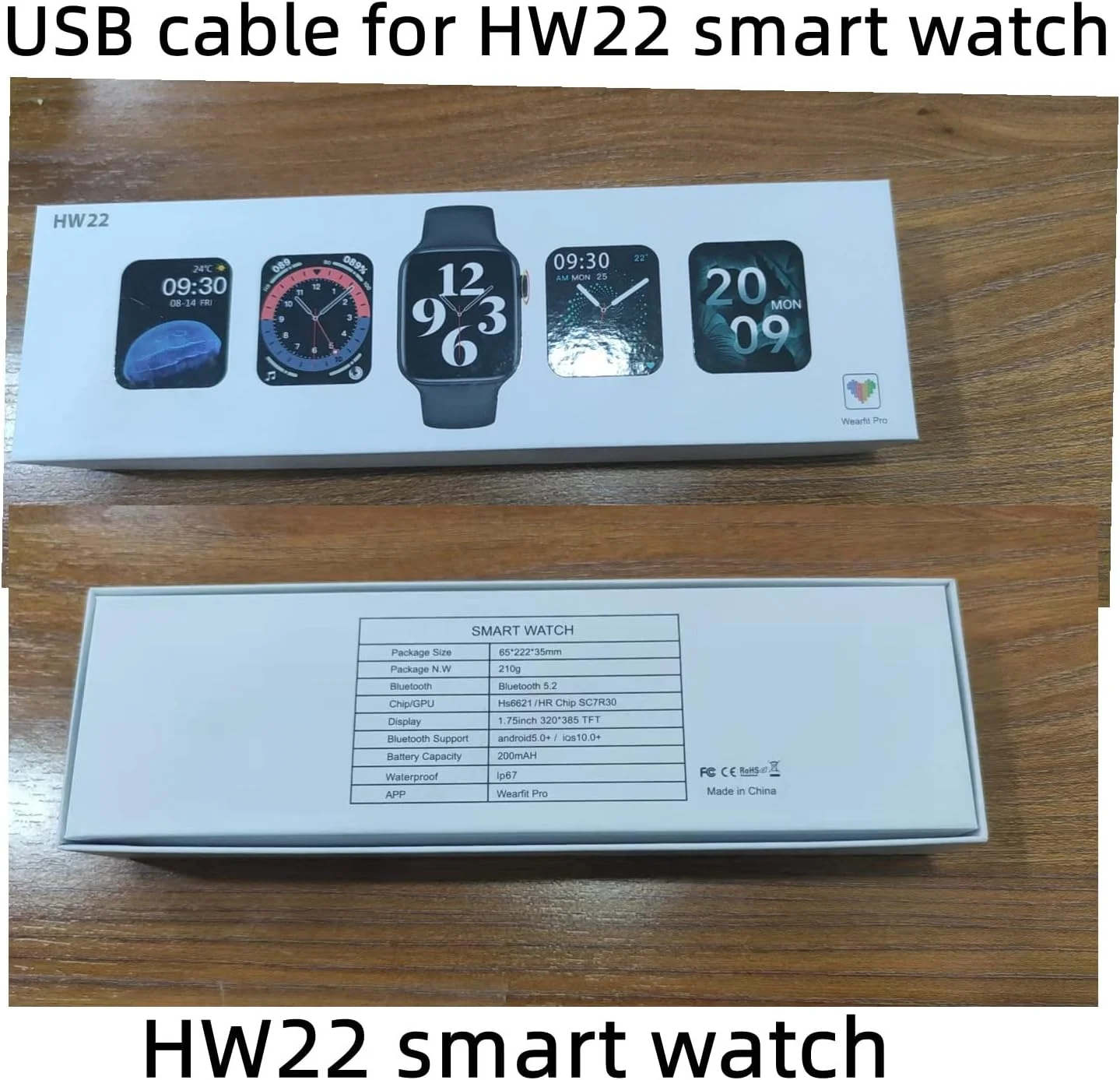 کابل شارژر yiqungo برای ساعت هوشمند HW22، شارژر USB 2 پین، مشکی، 100% نو کابل شارژر yiqungo برای ساعت هوشمند HW22، شارژر USB 2 پین، مشکی، 100% نو