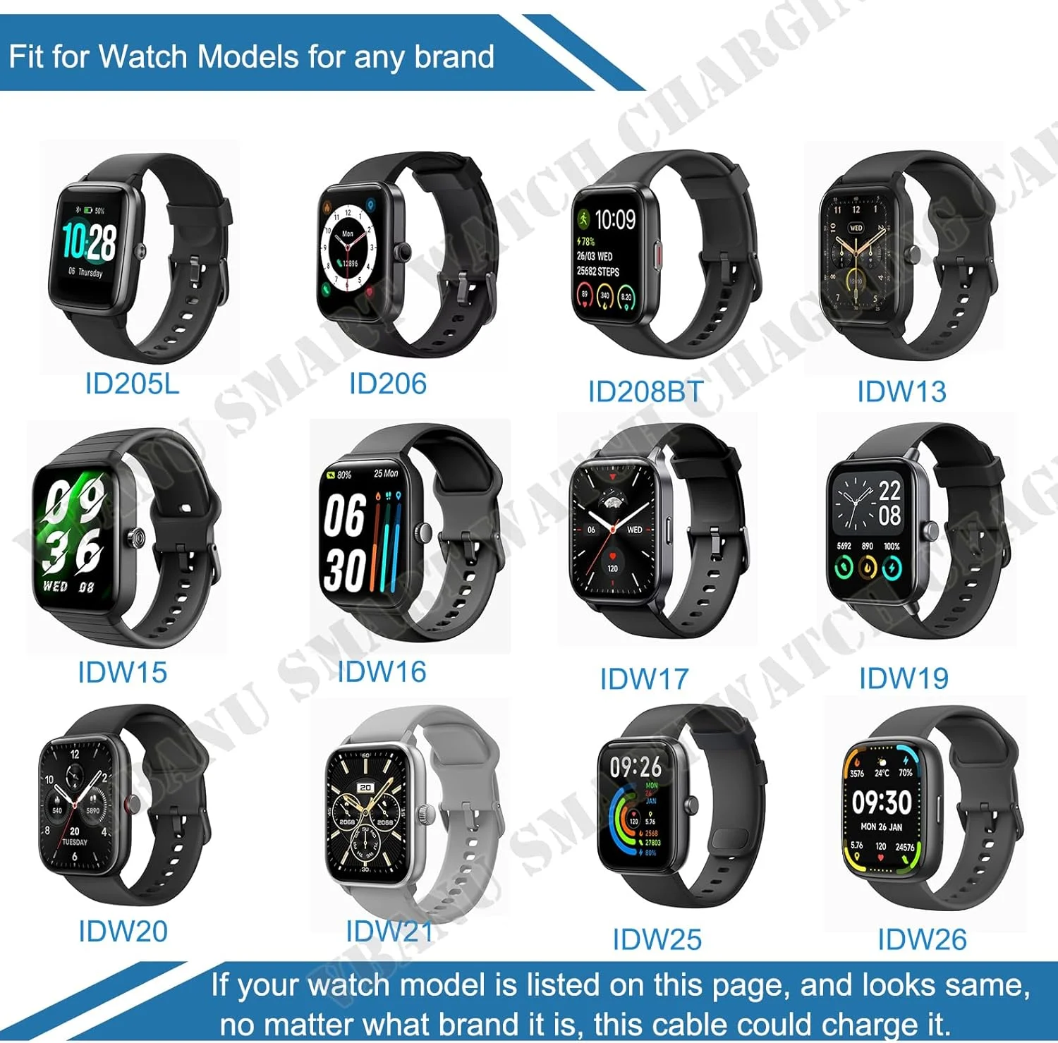 کابل شارژ ساعت هوشمند VeryFit، مناسب برای IDW26/25/23/21، IDW19/17/16/15/13، ID208(BT)، ID206، ID205L، کابل شارژ برای SKG V7/V7 Pro/R8، TOZO S2/S3، Umidigi Uwatch /2/2s/3/3s/Urun/Ufit، طول 1 متر، بسته 2 عددی کابل شارژ ساعت هوشمند VeryFit، مناسب برای IDW26/25/23/21، IDW19/17/16/15/13، ID208(BT)، ID206، ID205L، کابل شارژ برای SKG V7/V7 Pro/R8، TOZO S2/S3، Umidigi Uwatch /2/2s/3/3s/Urun/Ufit، طول 1 متر، بسته 2 عددی