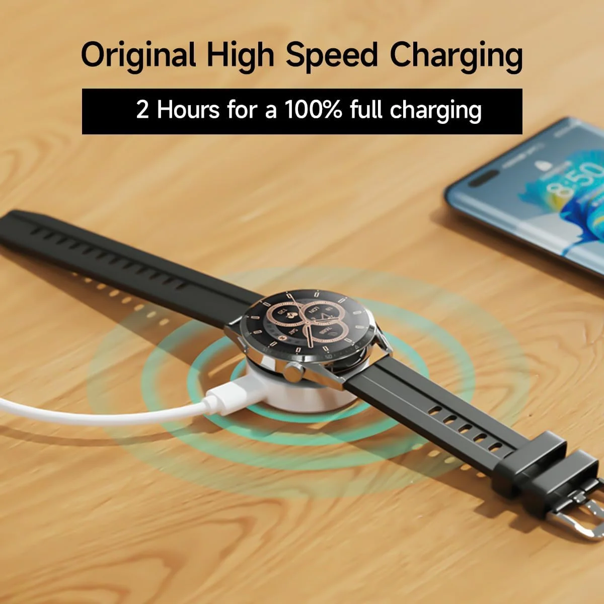 شارژر USB مغناطیسی T Tersely سازگار با ساعت هوشمند Huawei Watch GT2 Pro, GT3/4/5, GT3/4/5 Pro, D2 (سفید)