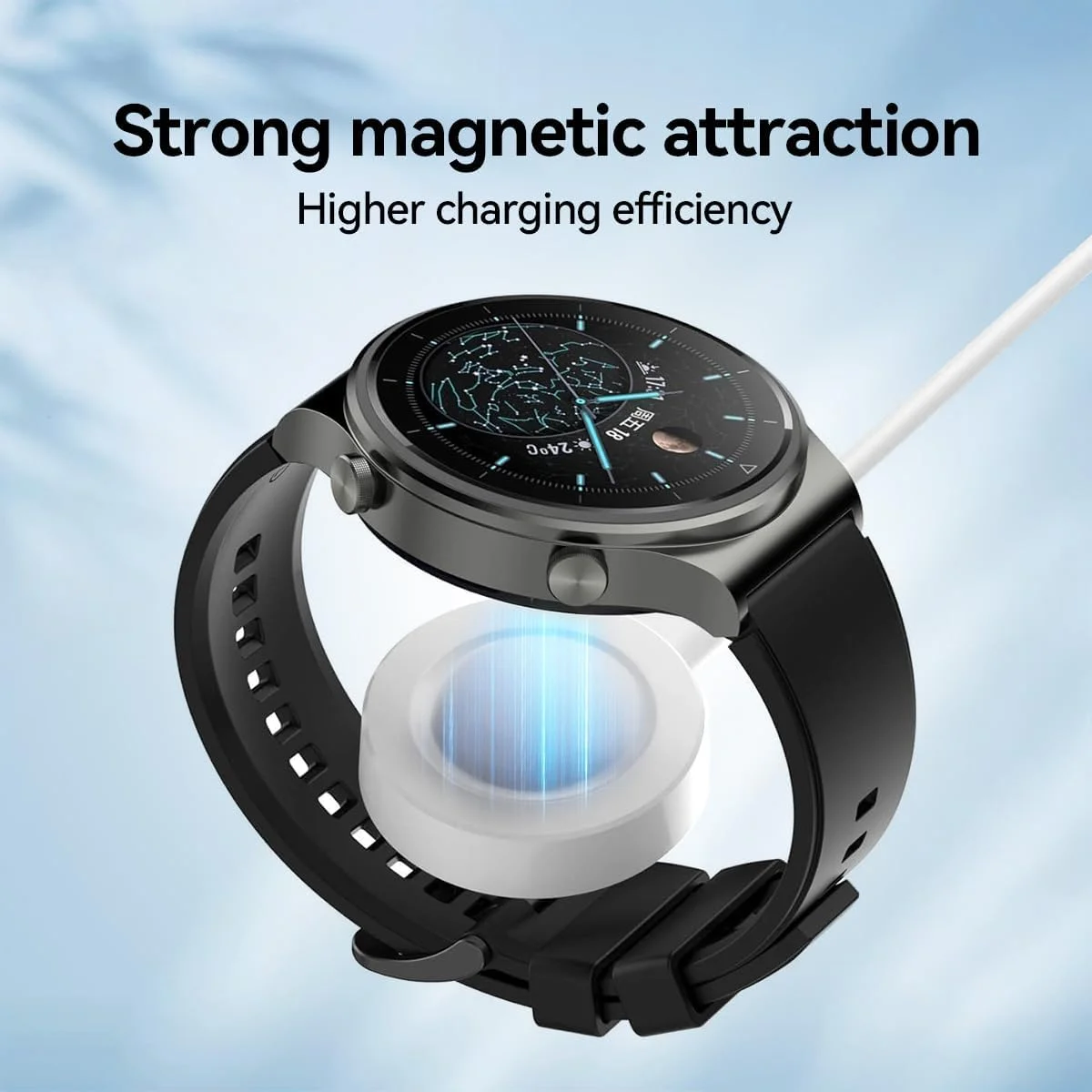 شارژر USB مغناطیسی T Tersely سازگار با ساعت هوشمند Huawei Watch GT2 Pro, GT3/4/5, GT3/4/5 Pro, D2 (سفید)