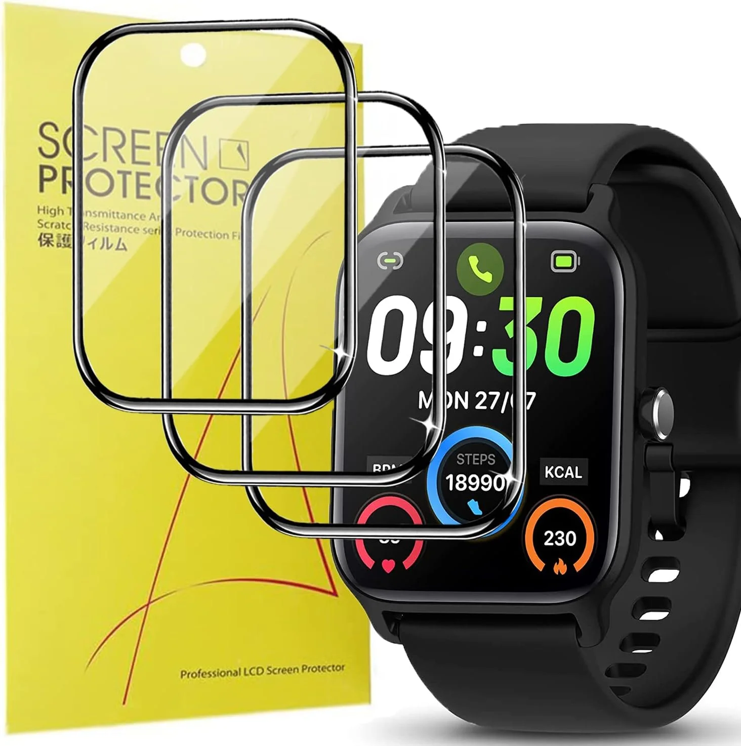 محافظ صفحه نمایش سازگار با Blueshaweu برای ساعت هوشمند Woneligo، [بسته 3 عددی] فیلم PET با پوشش کامل سه بعدی سازگار با ساعت هوشمند 1.8 اینچی Woneligo W13/IDW13 ساعت هوشمند 1.8 اینچی (بسته 3 عددی)
