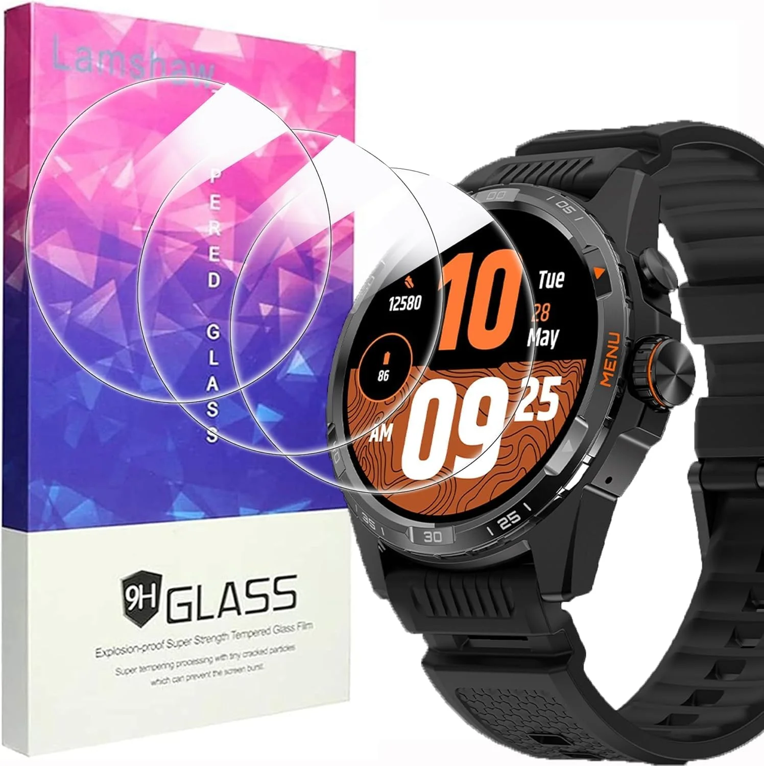 محافظ صفحه نمایش Blueshaweu سازگار با Ticwatch Atlas، [بسته 3 عددی] محافظ صفحه نمایش شیشه ای حرارت دیده 9H سازگار با ساعت هوشمند Ticwatch Atlas (بسته 3 عددی)