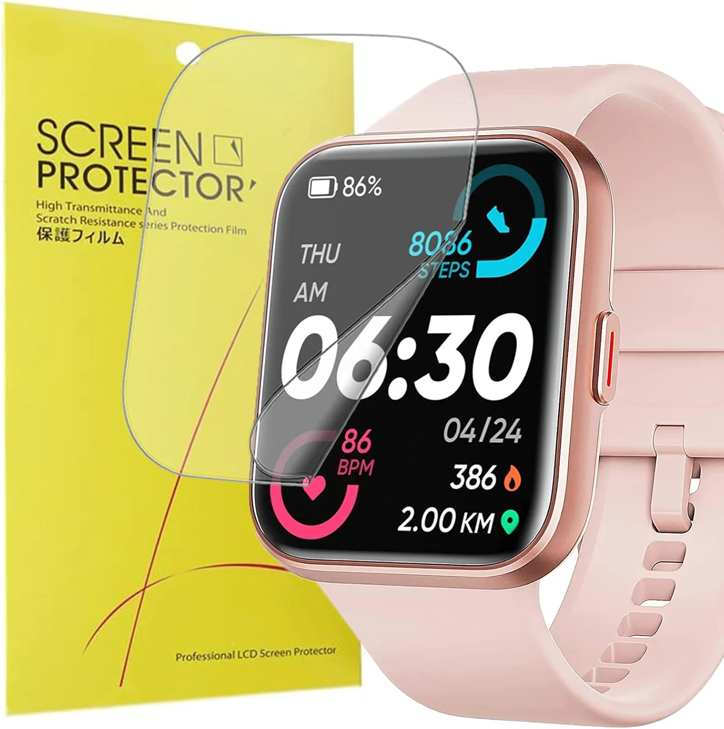 محافظ صفحه نمایش Blueshaweu Onetuo سازگار با ساعت هوشمند زنانه Enomir 1.69 اینچ، محافظ صفحه نمایش TPU شفاف و انعطاف پذیر HD برای ساعت هوشمند ENOMIR 1.69 اینچی (بسته 6 عددی)