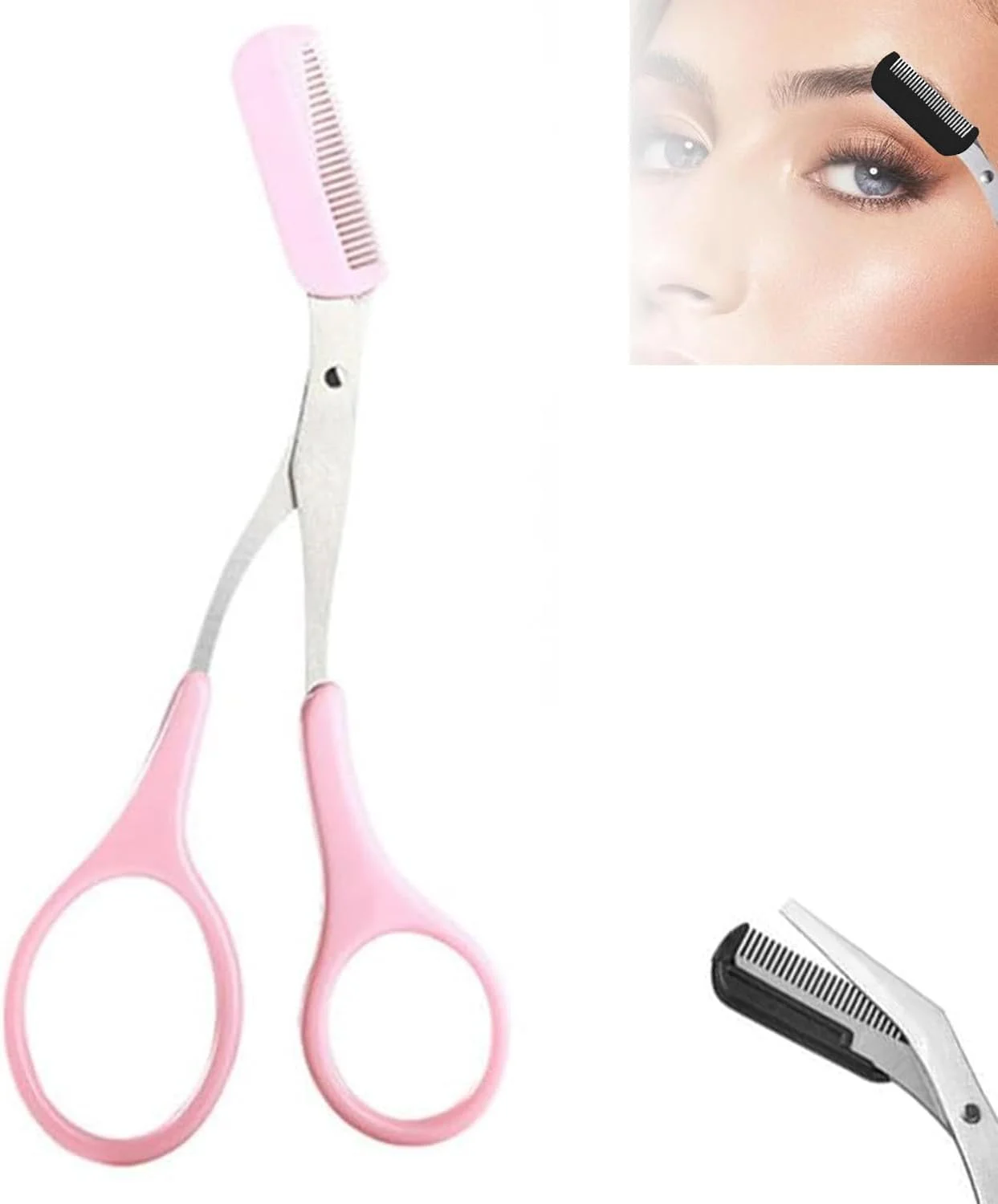 قیچی ابرو با شانه، قیچی ابرو 2 در 1 جدید و ارتقا یافته، تیغ ابرو منحنی استیل ضد زنگ ضد لغزش، هدیه لوازم آرایشی برای مردان و زنان (صورتی) قیچی ابرو با شانه، قیچی ابرو 2 در 1 جدید و ارتقا یافته، تیغ ابرو منحنی استیل ضد زنگ ضد لغزش، هدیه لوازم آرایشی برای مردان و زنان (صورتی)