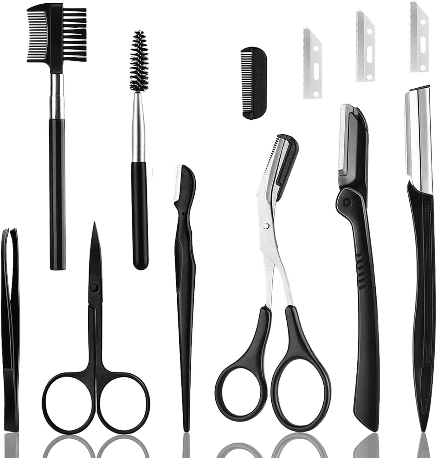 ست فرم دهنده ابرو ElegGlo، مناسب برای همه، ابروها، مژه ها و زیبایی صورت، شامل تیغ اصلاح پلک، قیچی ابرو، قیچی ابرو با شانه، برس برای ابروها ست فرم دهنده ابرو ElegGlo، مناسب برای همه، ابروها، مژه ها و زیبایی صورت، شامل تیغ اصلاح پلک، قیچی ابرو، قیچی ابرو با شانه، برس برای ابروها