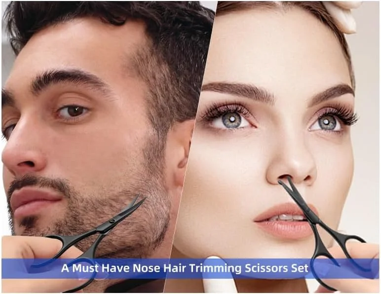 ست قیچی کوچک پیرایش موی صورت ESSBES برای مردان و زنان، مناسب ابرو، موی بینی، سبیل، ریش و مژه، دارای نوک ایمنی گرد و منحنی، 2 عددی ست قیچی کوچک پیرایش موی صورت ESSBES برای مردان و زنان، مناسب ابرو، موی بینی، سبیل، ریش و مژه، دارای نوک ایمنی گرد و منحنی، 2 عددی