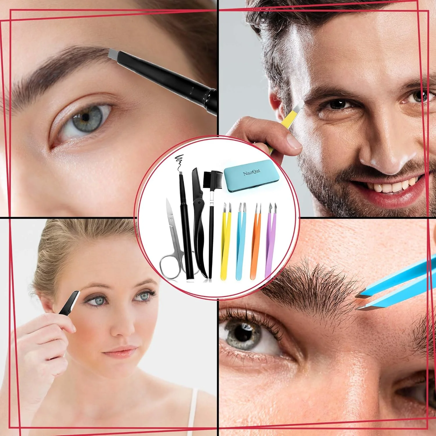 ست نفیس ابرو - 8 در 1 - ست موچین ابرو 4 عددی - ست حالت دهنده ابرو - ست چند منظوره برای مرتب کردن ابرو - تیغ ابرو، برس و شانه ابرو، مداد، قیچی ابرو در کیف محافظ دار ست نفیس ابرو - 8 در 1 - ست موچین ابرو 4 عددی - ست حالت دهنده ابرو - ست چند منظوره برای مرتب کردن ابرو - تیغ ابرو، برس و شانه ابرو، مداد، قیچی ابرو در کیف محافظ دار