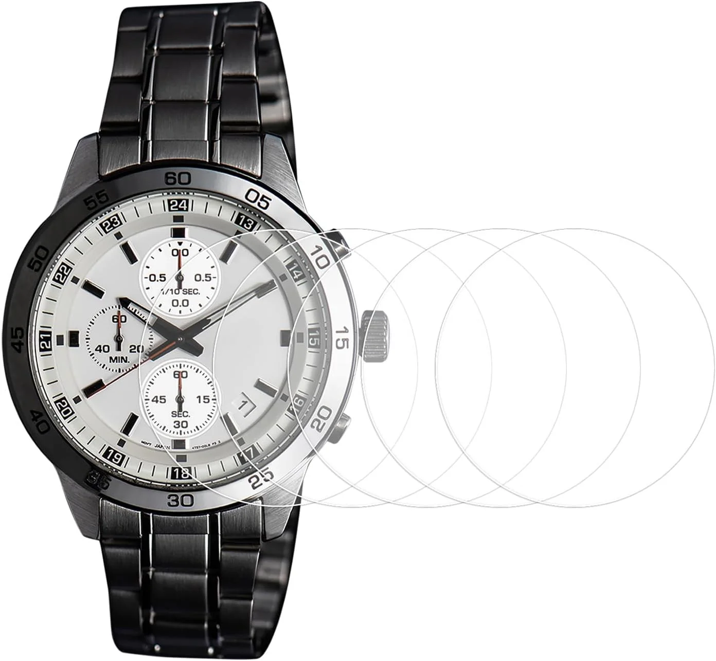 محافظ صفحه نمایش شیشه ای ساعت سورسیینگ مپ، 5 عدد، 33 میلی متر، شیشه حرارت دیده آلومینای بالا 9H، ضد نور آبی، HD، گرد، محافظ صفحه نمایش کریستالی ساعت هوشمند