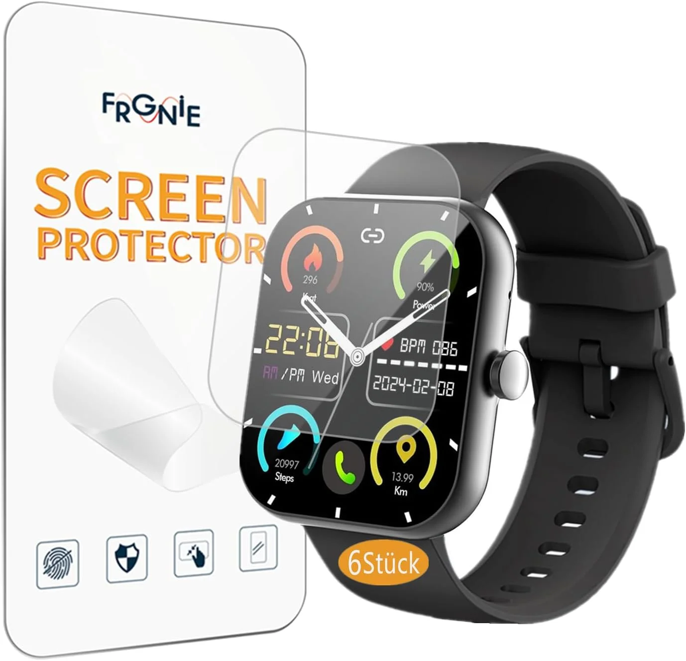 محافظ صفحه نمایش Frgnie سازگار با ساعت هوشمند Zakotu 1.96 اینچی (بسته 6 عددی) TPU انعطاف پذیر HD سازگار با ساعت هوشمند Jugeman، Coucur Y66، محافظ صفحه نمایش بدون حباب