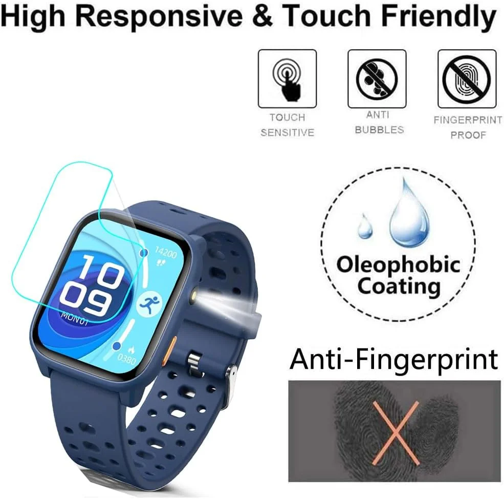 محافظ صفحه نمایش فوتاوی برای ساعت هوشمند ModaWin Smart Watch W98، بسته 3 عددی، فیلم PET نرم و شفاف HD، ضد اثر انگشت، ضد خش، بدون حباب، سازگار با ساعت هوشمند MgaoLo ModaWin W98 Kids