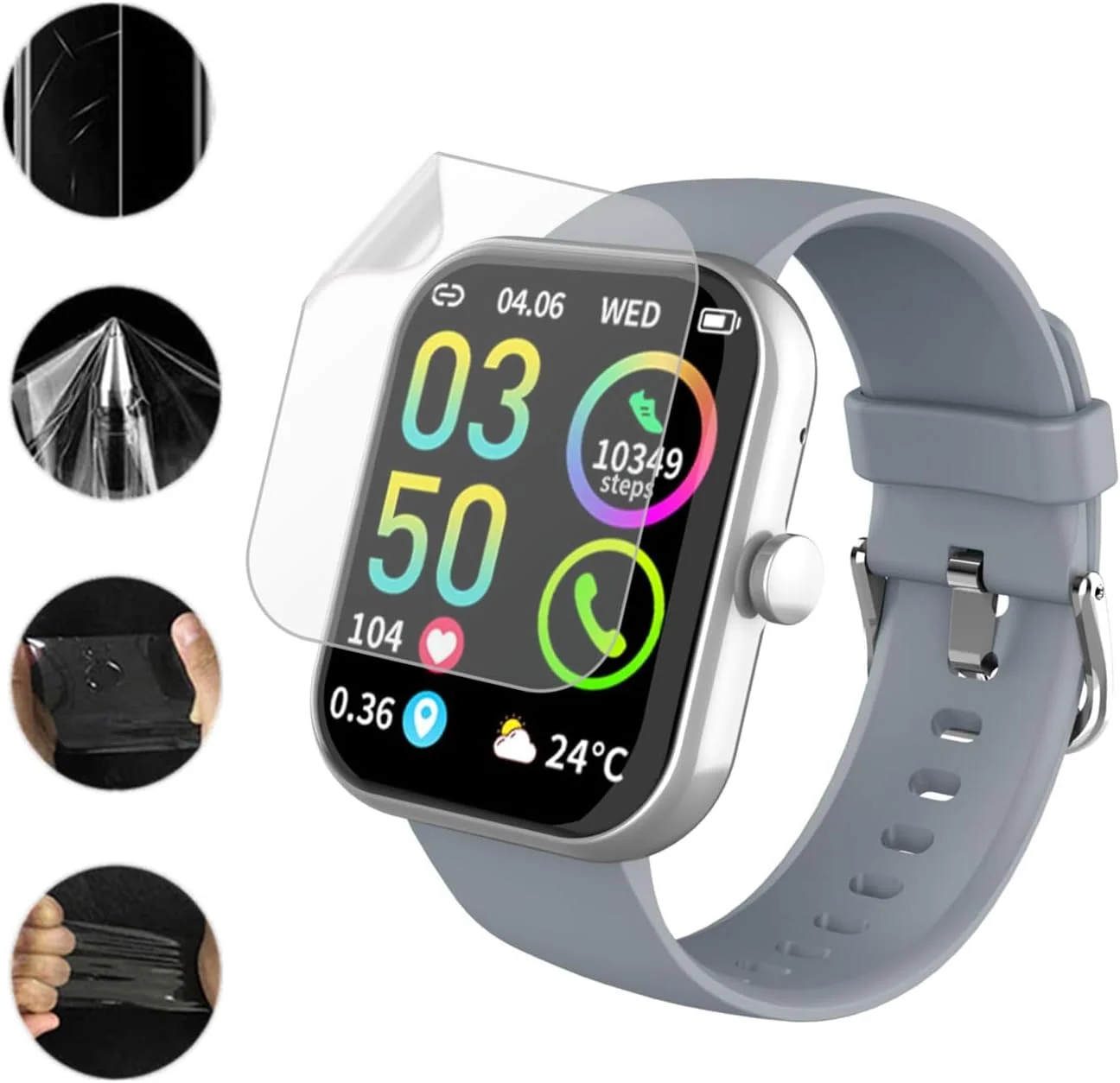 محافظ صفحه نمایش Frgnie سازگار با ساعت هوشمند Zakotu 1.96 اینچی (بسته 6 عددی) TPU انعطاف پذیر HD سازگار با ساعت هوشمند Jugeman، Coucur Y66، محافظ صفحه نمایش بدون حباب