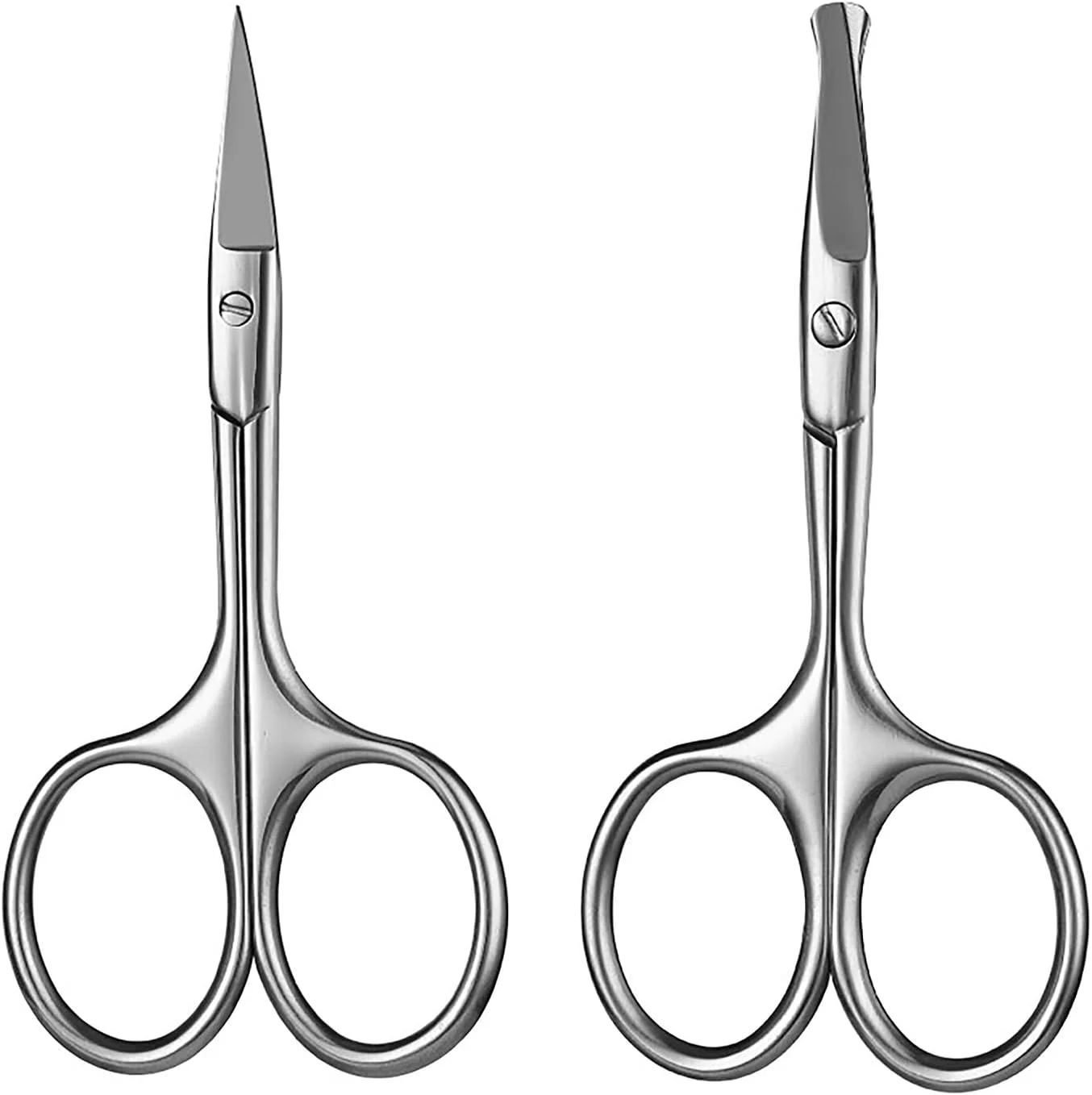 قیچی پیرایش موی صورت 2 عددی برای آقایان و بانوان، ابرو، موی بینی، سبیل، ریش، مژه، کیت اصلاح گوش - قیچی های نوک گرد و منحنی ایمن (نقره ای) قیچی پیرایش موی صورت 2 عددی برای آقایان و بانوان، ابرو، موی بینی، سبیل، ریش، مژه، کیت اصلاح گوش - قیچی های نوک گرد و منحنی ایمن (نقره ای)