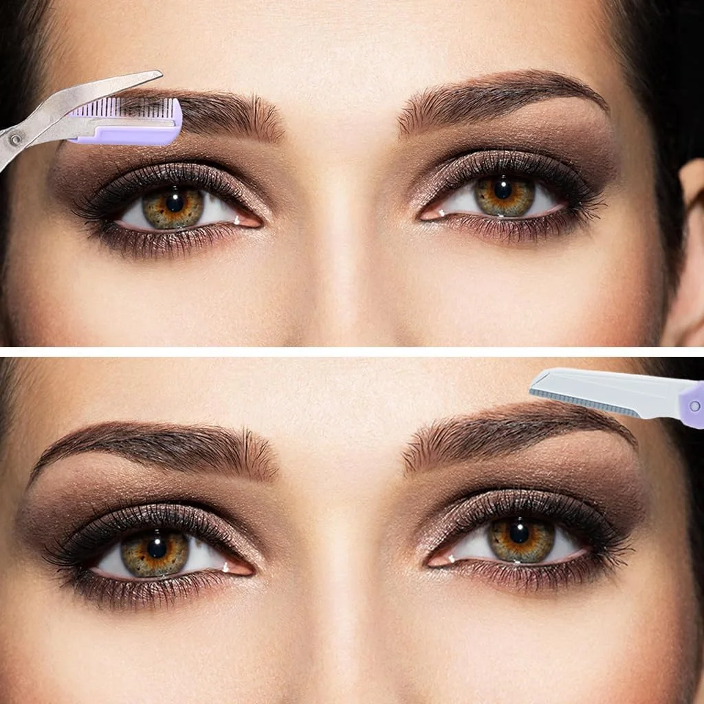 ست قیچی ابرو 3 در 1 HANNEA®، ست مرتب سازی ابرو، قیچی ابرو با شانه، موچین موکن، تیغ ابرو صورت، ست اصلاح ابرو برای زنان و مردان، بنفش ست قیچی ابرو 3 در 1 HANNEA®، ست مرتب سازی ابرو، قیچی ابرو با شانه، موچین موکن، تیغ ابرو صورت، ست اصلاح ابرو برای زنان و مردان، بنفش