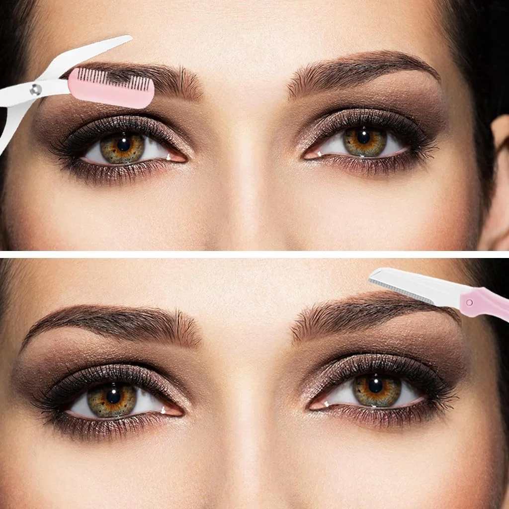 ست 3 تکه اصلاح ابرو HANNEA® شامل قیچی ابرو حرفه ای، تیغ ابرو، موچین، موزن صورت استیل ضد زنگ برای بانوان، به همراه کیف چرمی PU، صورتی ست 3 تکه اصلاح ابرو HANNEA® شامل قیچی ابرو حرفه ای، تیغ ابرو، موچین، موزن صورت استیل ضد زنگ برای بانوان، به همراه کیف چرمی PU، صورتی