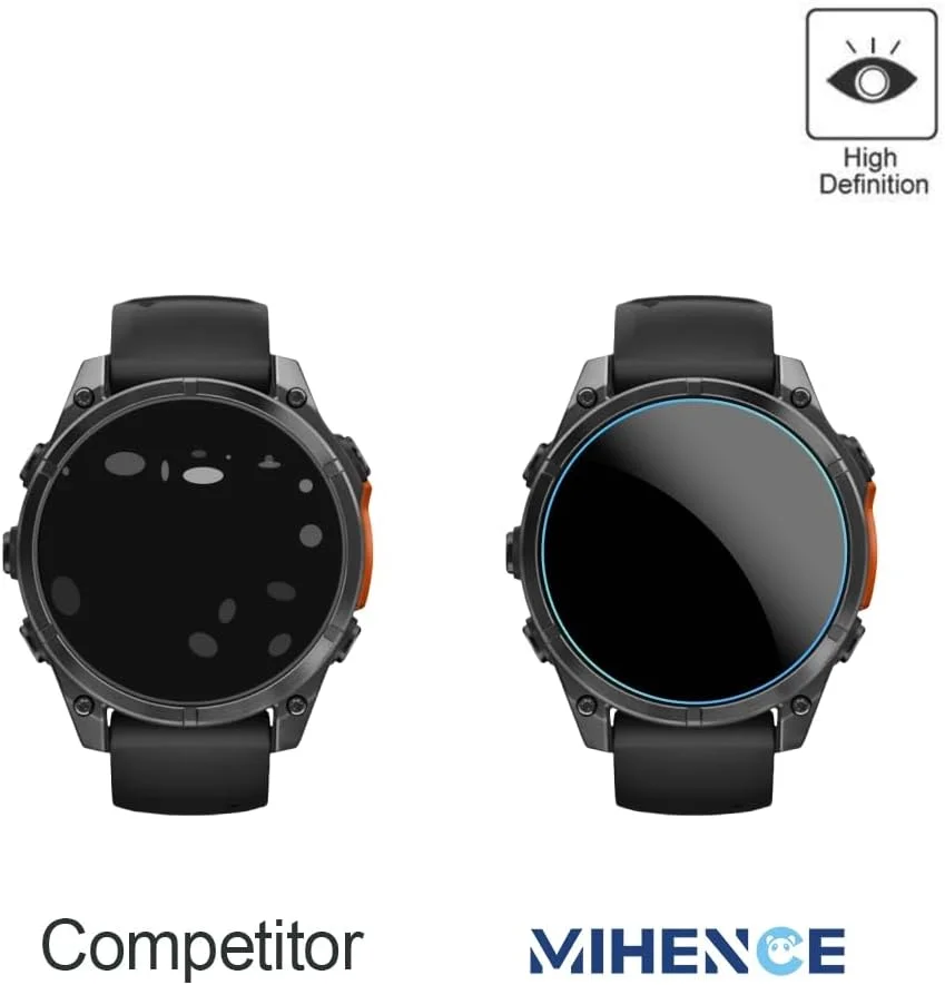محافظ صفحه نمایش MIHENCE سازگار با ساعت هوشمند Garmin Fenix 8 47 mm، فیلم شیشه ای حرارت دیده 9H ضد خش سازگار با ساعت هوشمند Fenix 8 47 mm AMOLED (بسته 3 عددی)