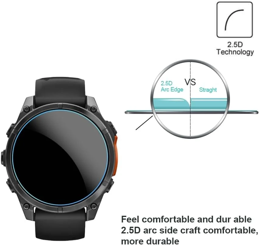 محافظ صفحه نمایش MIHENCE سازگار با ساعت هوشمند Garmin Fenix 8 47 mm، فیلم شیشه ای حرارت دیده 9H ضد خش سازگار با ساعت هوشمند Fenix 8 47 mm AMOLED (بسته 3 عددی)