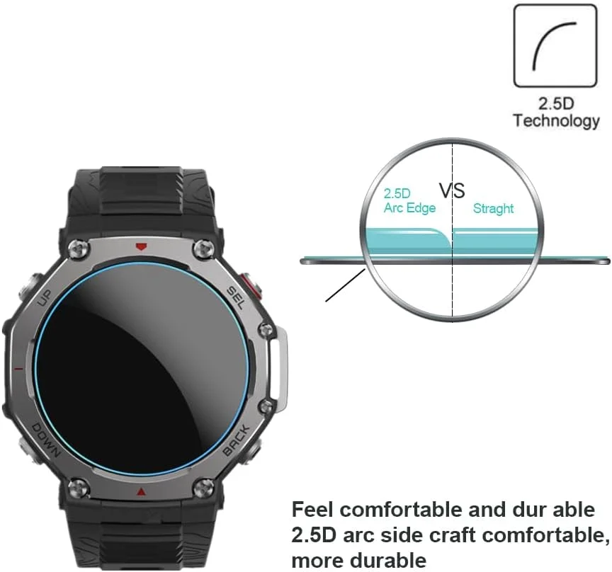 محافظ صفحه نمایش MIHENCE سازگار با Amazfit T-Rex 3 / T-Rex 3 Pro 48mm، فیلم محافظ شیشه ای حرارت دیده 9H برای ساعت هوشمند T-Rex 3/3 Pro 48mm (3 عدد)