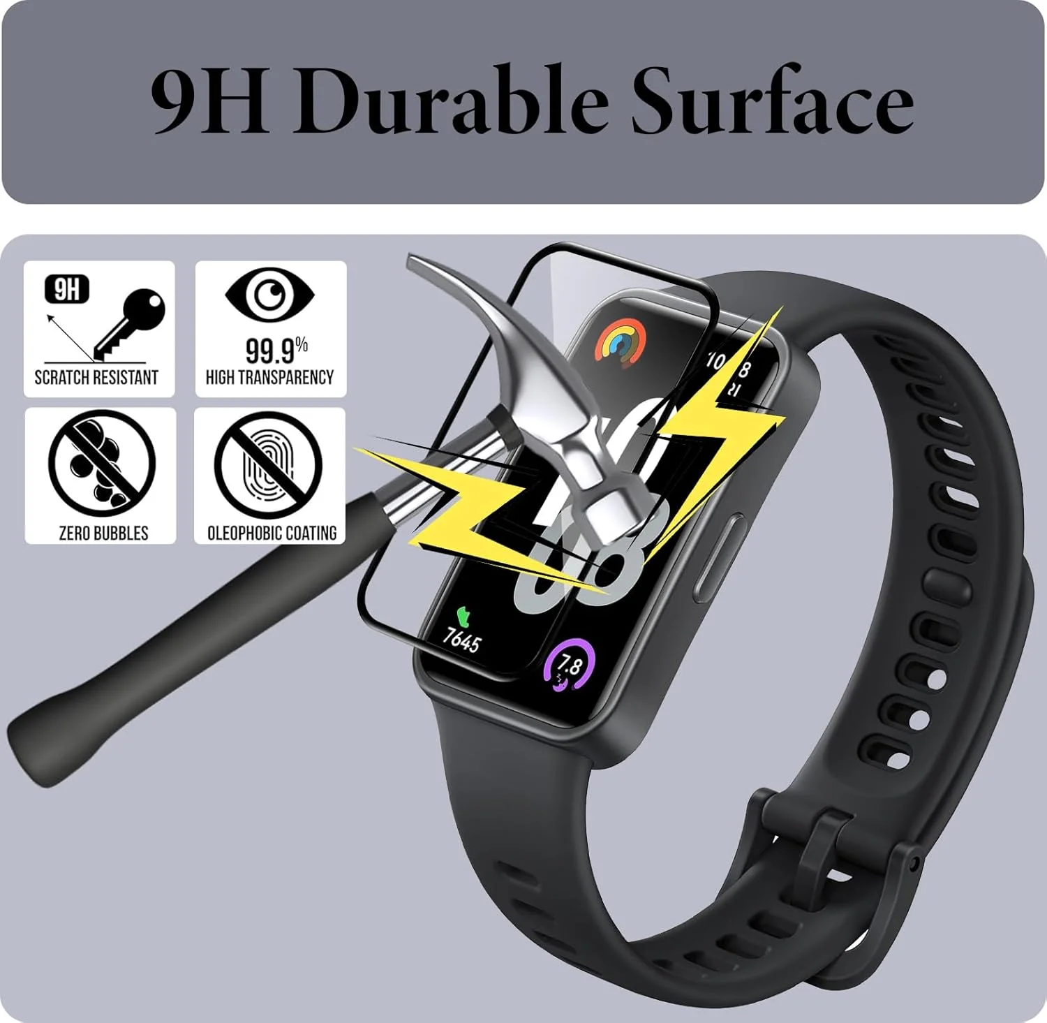 محافظ صفحه نمایش مورمور [بسته 3 عددی] برای ساعت هوشمند HUAWEI Band 10، فیلم محافظ صفحه نمایش نرم PET ضد خش منحنی سه بعدی HD شفاف، [پوشش کامل] حساس به لمس