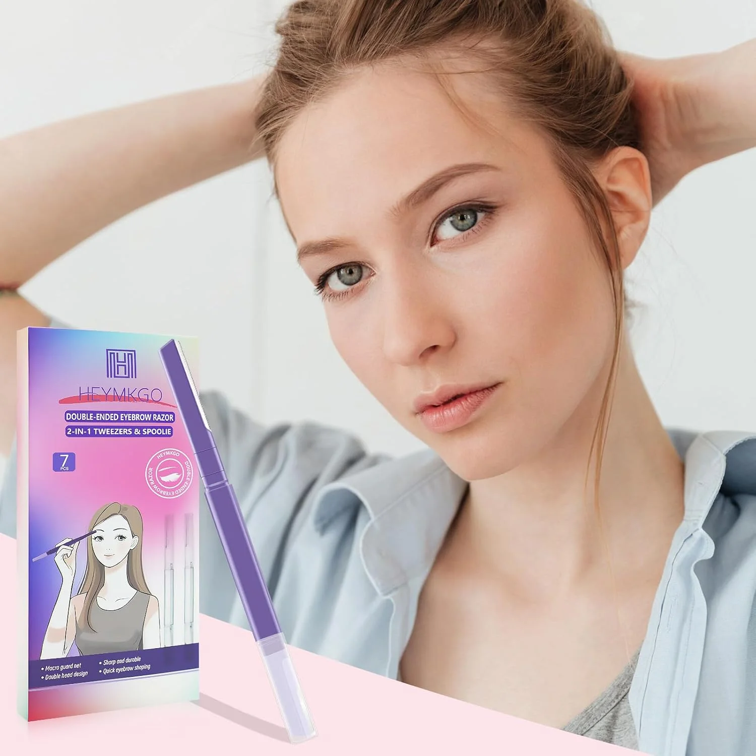 تیغ ابرو زنانه، کیت اصلاح ابرو با موچین و برس 2 در 1، تیغ های درماپلنینگ دو لبه برای صورت و ابرو، میکرو تیغ دقیق، موبر بدون درد و شکل دهنده ابرو تیغ ابرو زنانه، کیت اصلاح ابرو با موچین و برس 2 در 1، تیغ های درماپلنینگ دو لبه برای صورت و ابرو، میکرو تیغ دقیق، موبر بدون درد و شکل دهنده ابرو