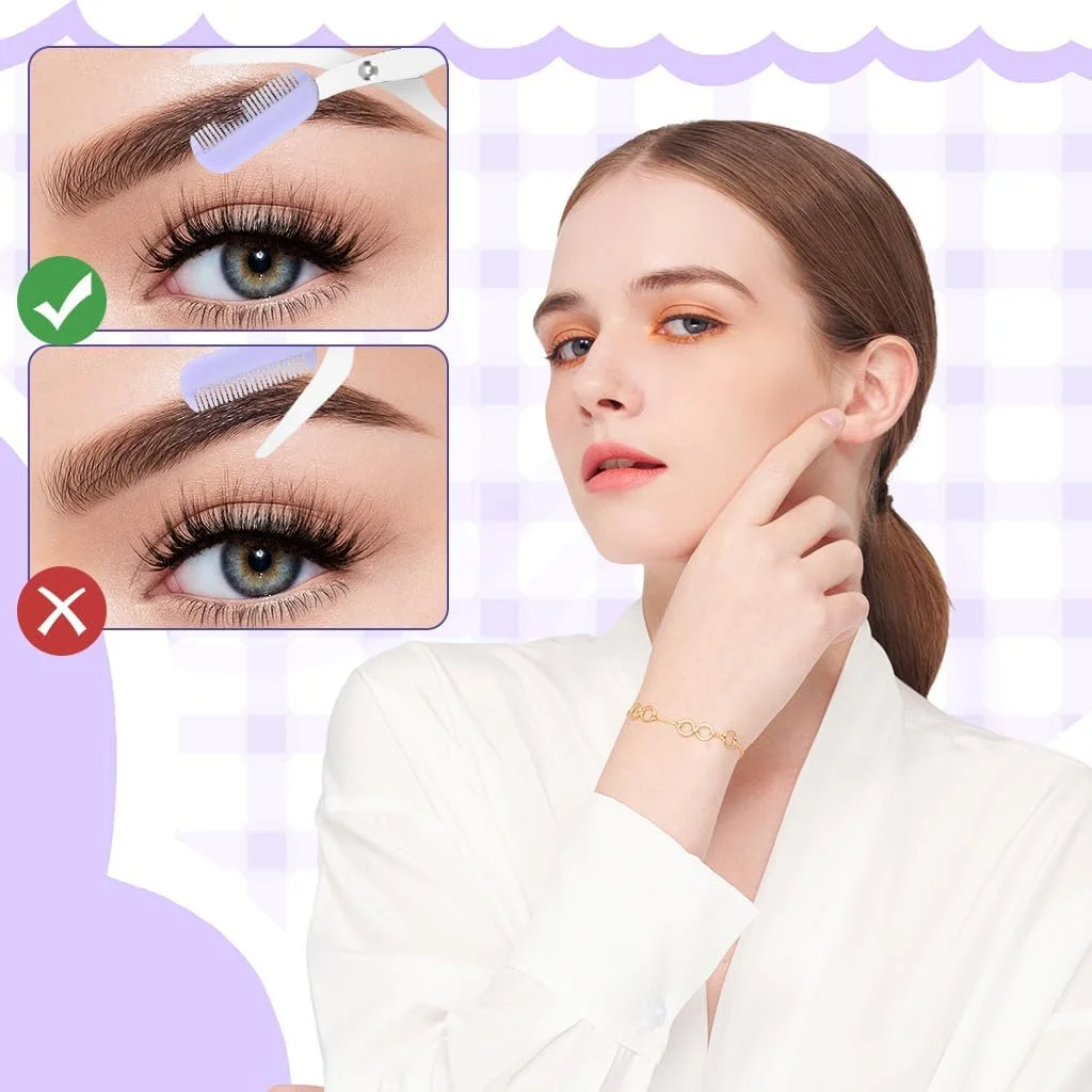 ست قیچی ابرو 3 در 1 HANNEA®، ست مرتب سازی ابرو، قیچی ابرو با شانه، موچین موکن، تیغ ابرو صورت، ست اصلاح ابرو برای زنان و مردان، بنفش ست قیچی ابرو 3 در 1 HANNEA®، ست مرتب سازی ابرو، قیچی ابرو با شانه، موچین موکن، تیغ ابرو صورت، ست اصلاح ابرو برای زنان و مردان، بنفش