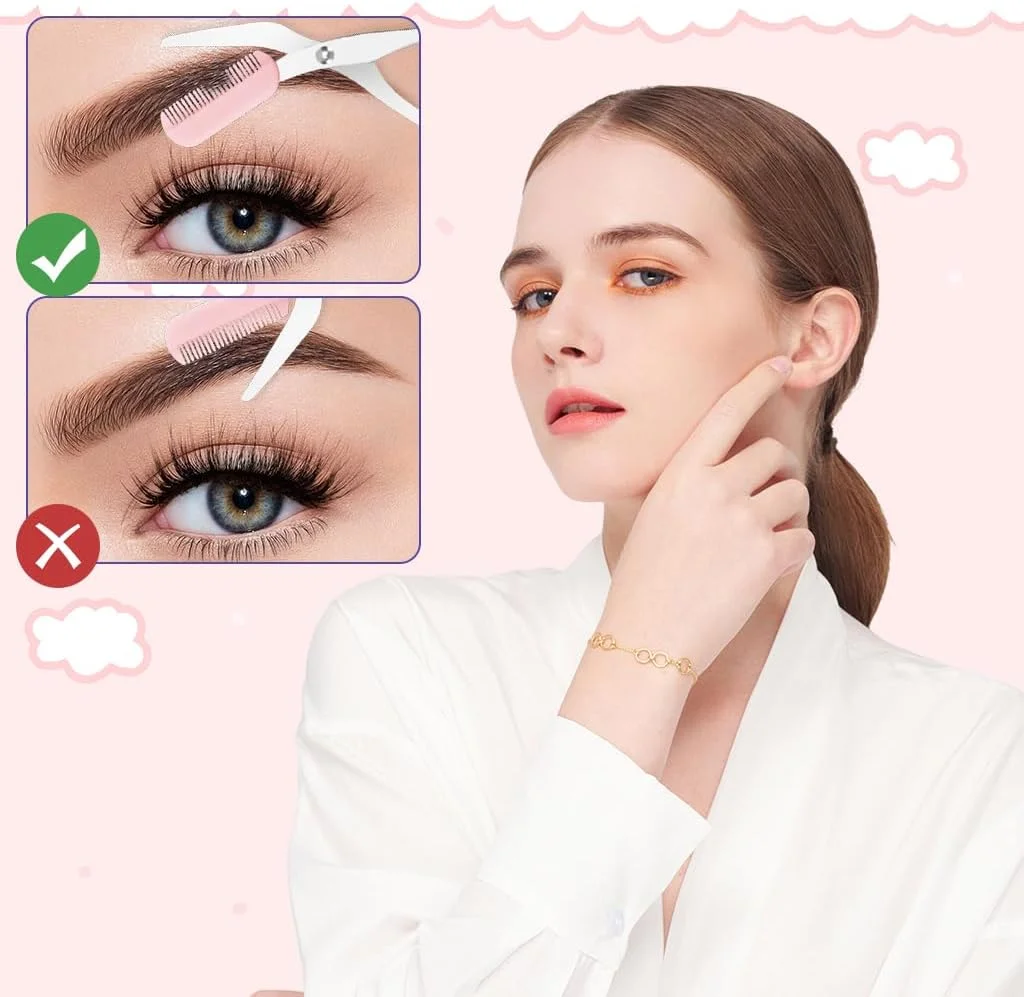 ست 3 تکه اصلاح ابرو HANNEA® شامل قیچی ابرو حرفه ای، تیغ ابرو، موچین، موزن صورت استیل ضد زنگ برای بانوان، به همراه کیف چرمی PU، صورتی ست 3 تکه اصلاح ابرو HANNEA® شامل قیچی ابرو حرفه ای، تیغ ابرو، موچین، موزن صورت استیل ضد زنگ برای بانوان، به همراه کیف چرمی PU، صورتی