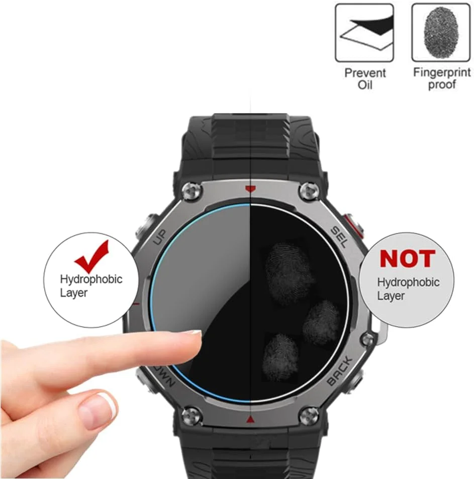 محافظ صفحه نمایش MIHENCE سازگار با Amazfit T-Rex 3 / T-Rex 3 Pro 48mm، فیلم محافظ شیشه ای حرارت دیده 9H برای ساعت هوشمند T-Rex 3/3 Pro 48mm (3 عدد)