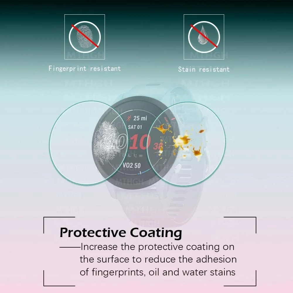 محافظ صفحه نمایش MTHGH برای ساعت هوشمند Garmin Fenix 7X Pro / 7X Pro Solar [بسته 4 عددی] + بسته 5 عددی درپوش ضد گرد و غبار، شیشه حرارت دیده فوق نازک ضد خش با سختی 9H و بدون حباب