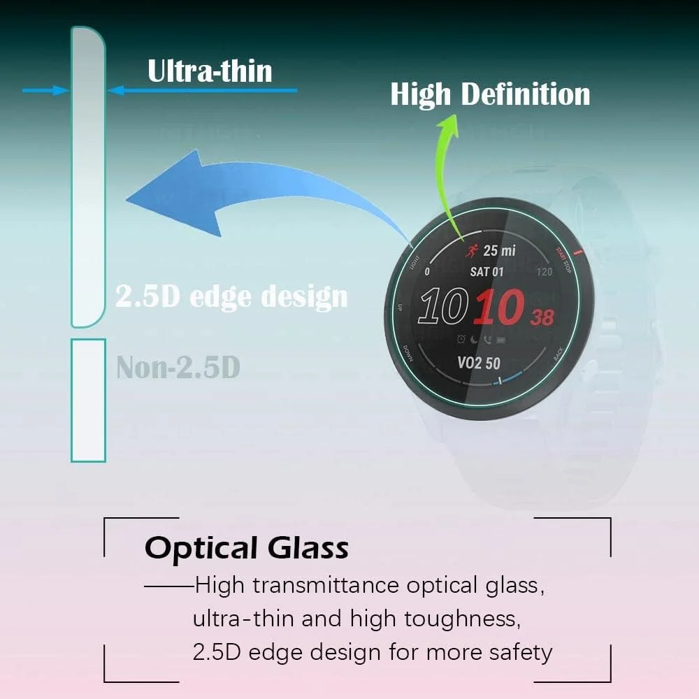 محافظ صفحه نمایش MTHGH برای ساعت هوشمند Garmin Fenix 7X Pro / 7X Pro Solar [بسته 4 عددی] + بسته 5 عددی درپوش ضد گرد و غبار، شیشه حرارت دیده فوق نازک ضد خش با سختی 9H و بدون حباب
