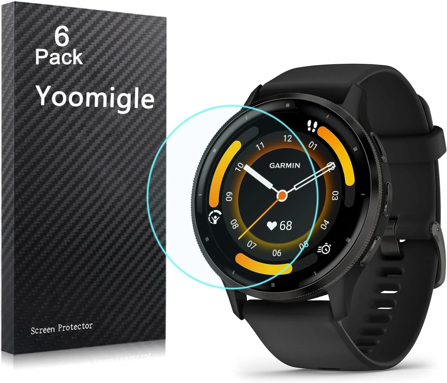 محافظ صفحه نمایش یومیگل سازگار با گارمین ونو 3، بسته 6 عددی، فیلم محافظ صفحه نمایش ساعت هوشمند گارمین ونو 3، پوشش صفحه نمایش شفاف HD، ضد خش و ضد اثر انگشت