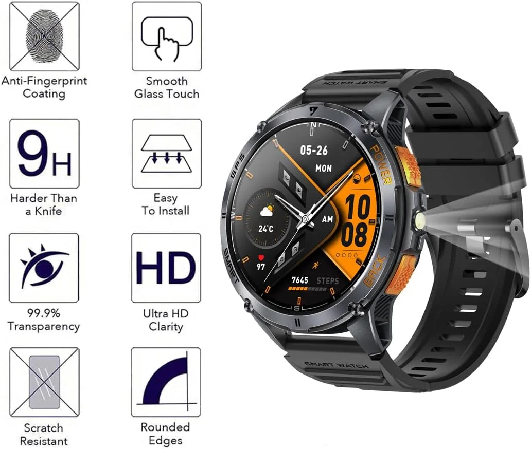 محافظ صفحه نمایش شیشه ای تمپرد سازگار با ساعت هوشمند Joautrial K67 Pro با صفحه نمایش 1.43 اینچی و Gloryfit K67Pro 1.43 اینچی، بسته 3 عددی، شیشه محافظ صفحه نمایش ساعت هوشمند 9H 0.3MM ضد خش محافظ صفحه نمایش شیشه ای تمپرد سازگار با ساعت هوشمند Joautrial K67 Pro با صفحه نمایش 1.43 اینچی و Gloryfit K67Pro 1.43 اینچی، بسته 3 عددی، شیشه محافظ صفحه نمایش ساعت هوشمند 9H 0.3MM ضد خش