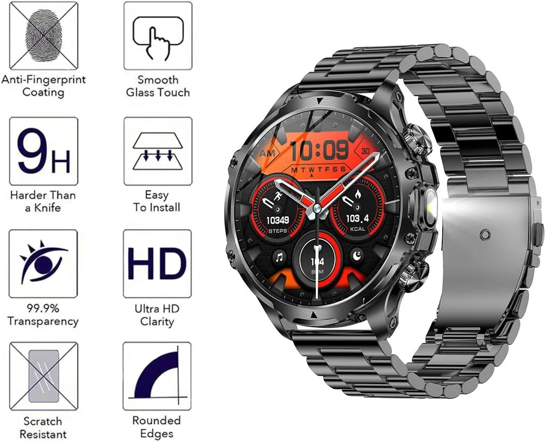 محافظ صفحه نمایش شیشه ای حرارت دیده یومایگل سازگار با ساعت هوشمند HIRREO AK75 Pro با صفحه نمایش 1.85 اینچی، سازگار با ساعت هوشمند LIGE FV15 1.85 اینچی، محافظ صفحه نمایش شیشه ای 9H 0.3MM ضد خش (3 عدد)