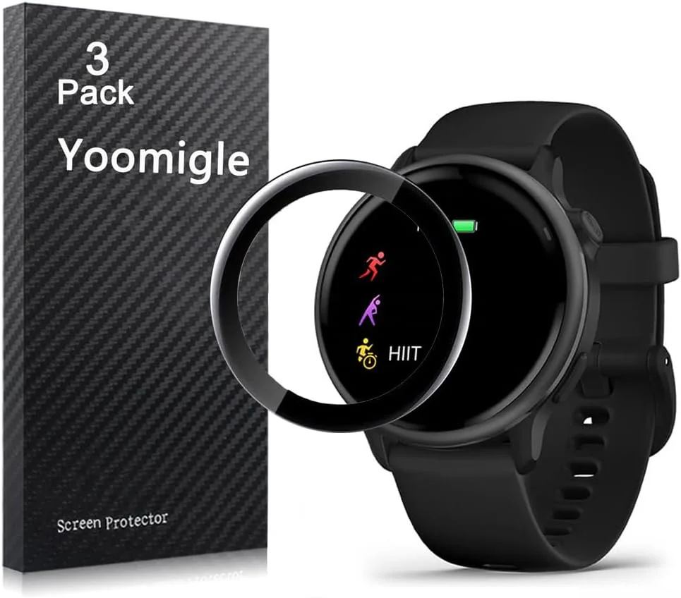 محافظ صفحه نمایش سازگار با ساعت هوشمند Garmin Vivoactive 6 و Vivoactive 5، پوشش کامل سه بعدی ضد خش - بسته 3 عددی