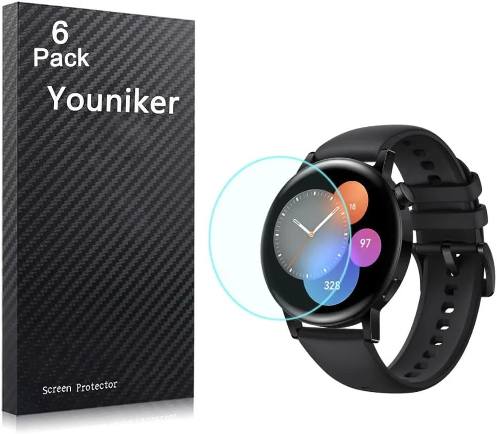 محافظ صفحه نمایش یونکیر سازگار با ساعت هوشمند Huawei Watch GT 3 42MM، بسته 6 عددی، محافظ صفحه نمایش شفاف و ضد خش محافظ صفحه نمایش یونکیر سازگار با ساعت هوشمند Huawei Watch GT 3 42MM، بسته 6 عددی، محافظ صفحه نمایش شفاف و ضد خش