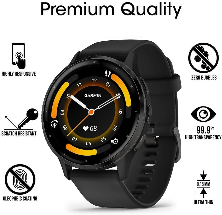 محافظ صفحه نمایش سازگار با ساعت هوشمند Garmin Venu 3، پوشش کامل سه بعدی ضد خش محافظ صفحه نمایش سازگار با ساعت هوشمند Garmin Venu 3، پوشش کامل سه بعدی ضد خش