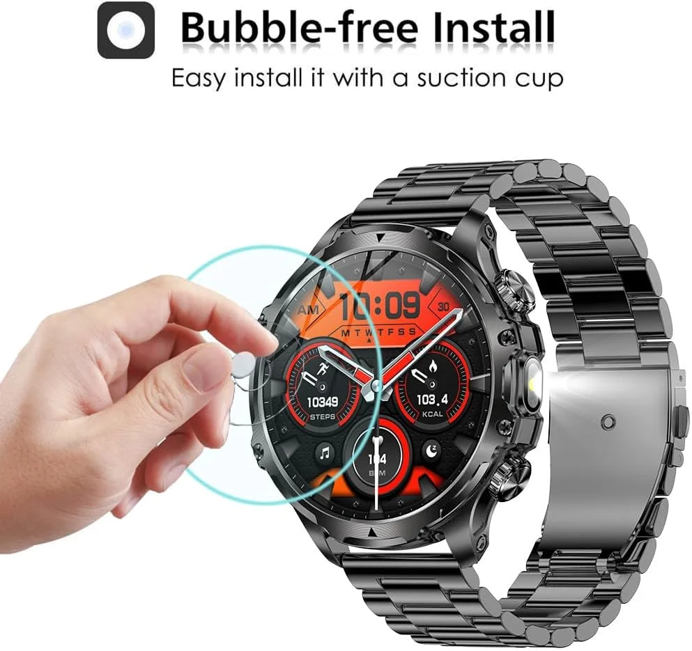 محافظ صفحه نمایش شیشه ای حرارت دیده یومایگل سازگار با ساعت هوشمند HIRREO AK75 Pro با صفحه نمایش 1.85 اینچی، سازگار با ساعت هوشمند LIGE FV15 1.85 اینچی، محافظ صفحه نمایش شیشه ای 9H 0.3MM ضد خش (3 عدد)