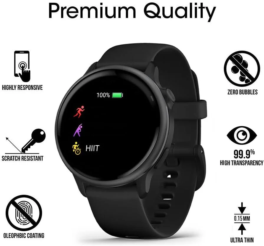 محافظ صفحه نمایش سازگار با ساعت هوشمند Garmin Vivoactive 6 و Vivoactive 5، پوشش کامل سه بعدی ضد خش - بسته 3 عددی